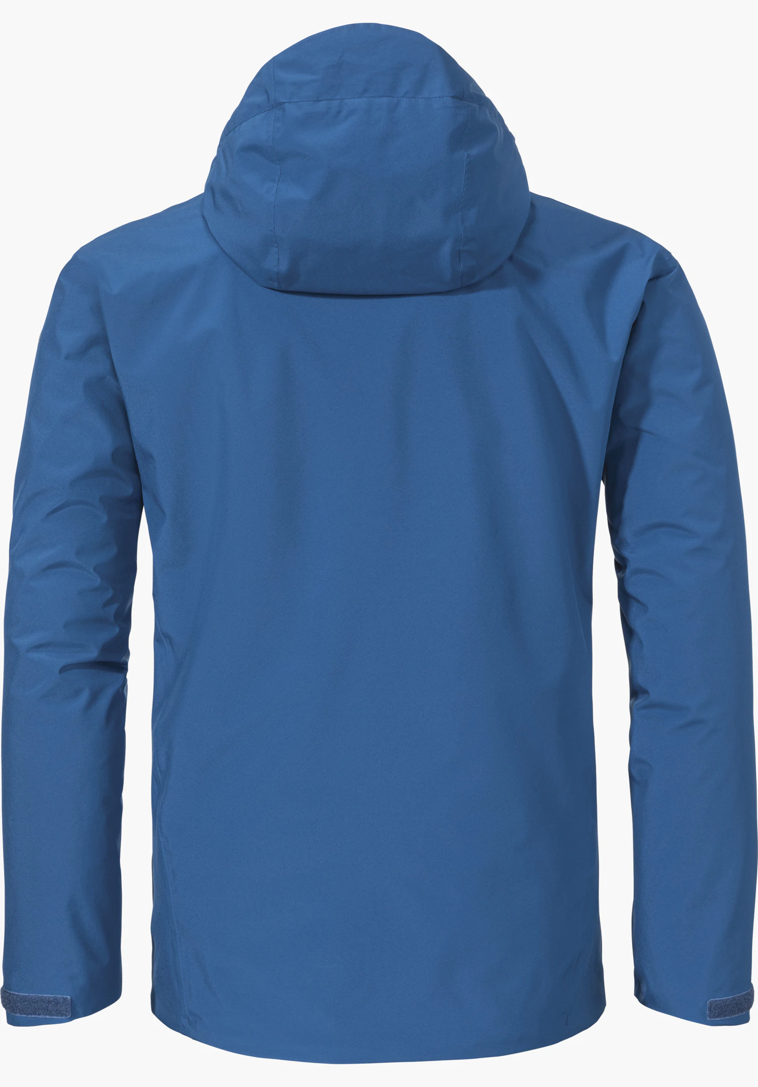 Jacket Style Mauku MNS zeigt die Rückenansicht der blauen Jacke mit Kapuze, freigestellt vor weißem Hintergrund.