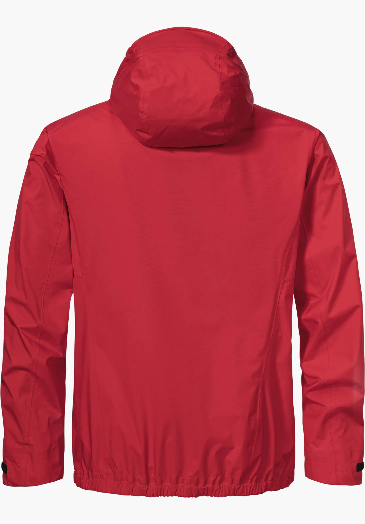 2.5L 3D Jacket Vistdal M montre le dos de la veste rouge avec capuche, détourée sur fond blanc.