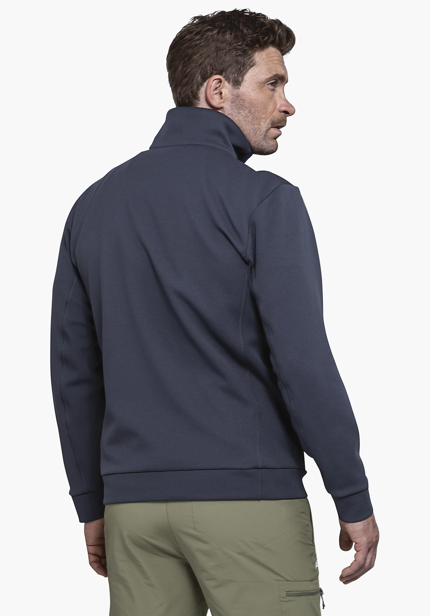 Fleece Jk Style Uriezzo MNS en bleu est présenté de dos sur un mannequin devant un fond neutre.