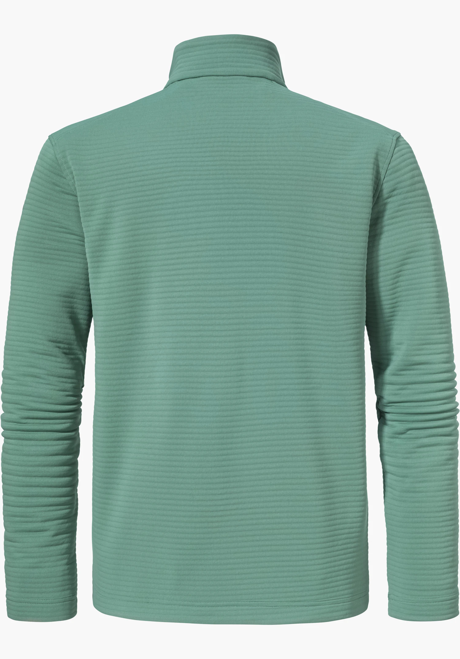 CIRC Fleece Jk Style Smue MNS in der Farbe Grün, gezeigt von der Rückseite mit feiner Rippenstruktur, freigestellt vor weißem Hintergrund.