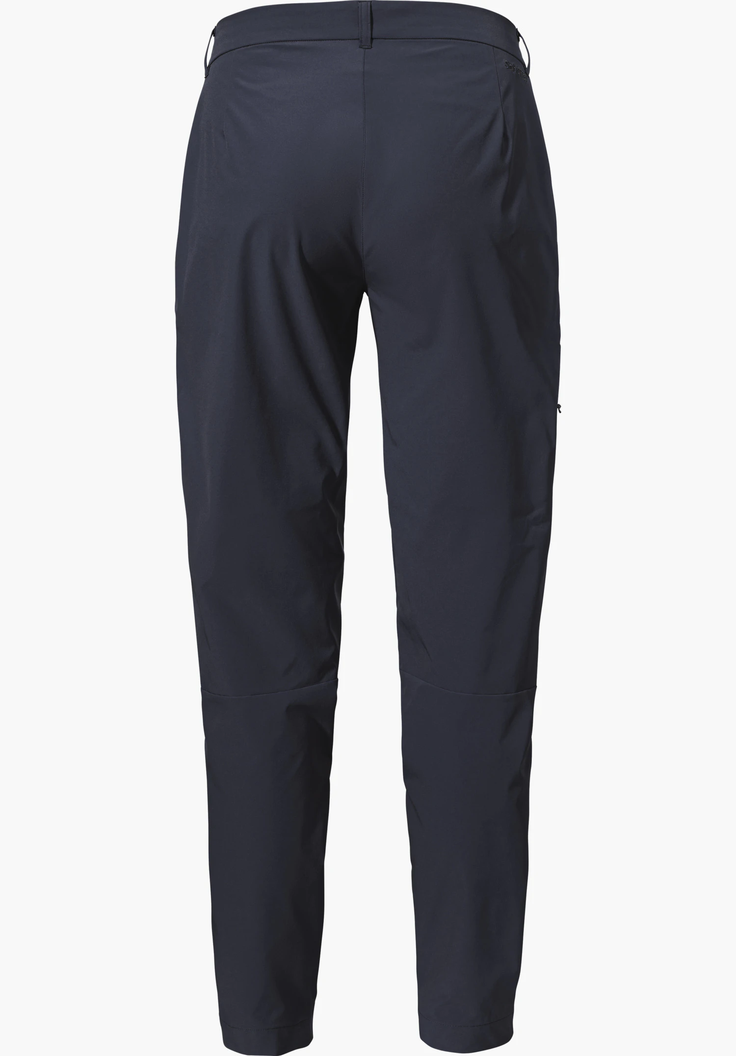 CIRC Pants Style Smue WMS de couleur bleue, vue de dos avec un discret logo Schöffel à droite sous la ceinture, détourée sur fond blanc.