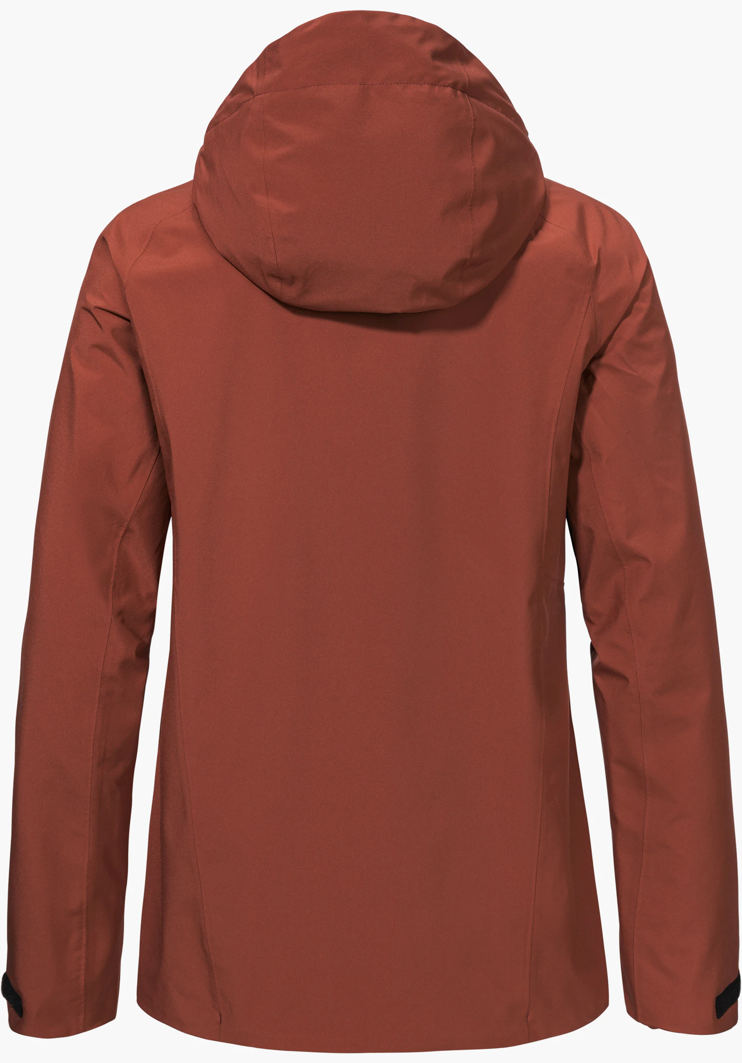 Jacket Style Mauku WMS in red is shown here in the back view with a hood, isolated against a white background.