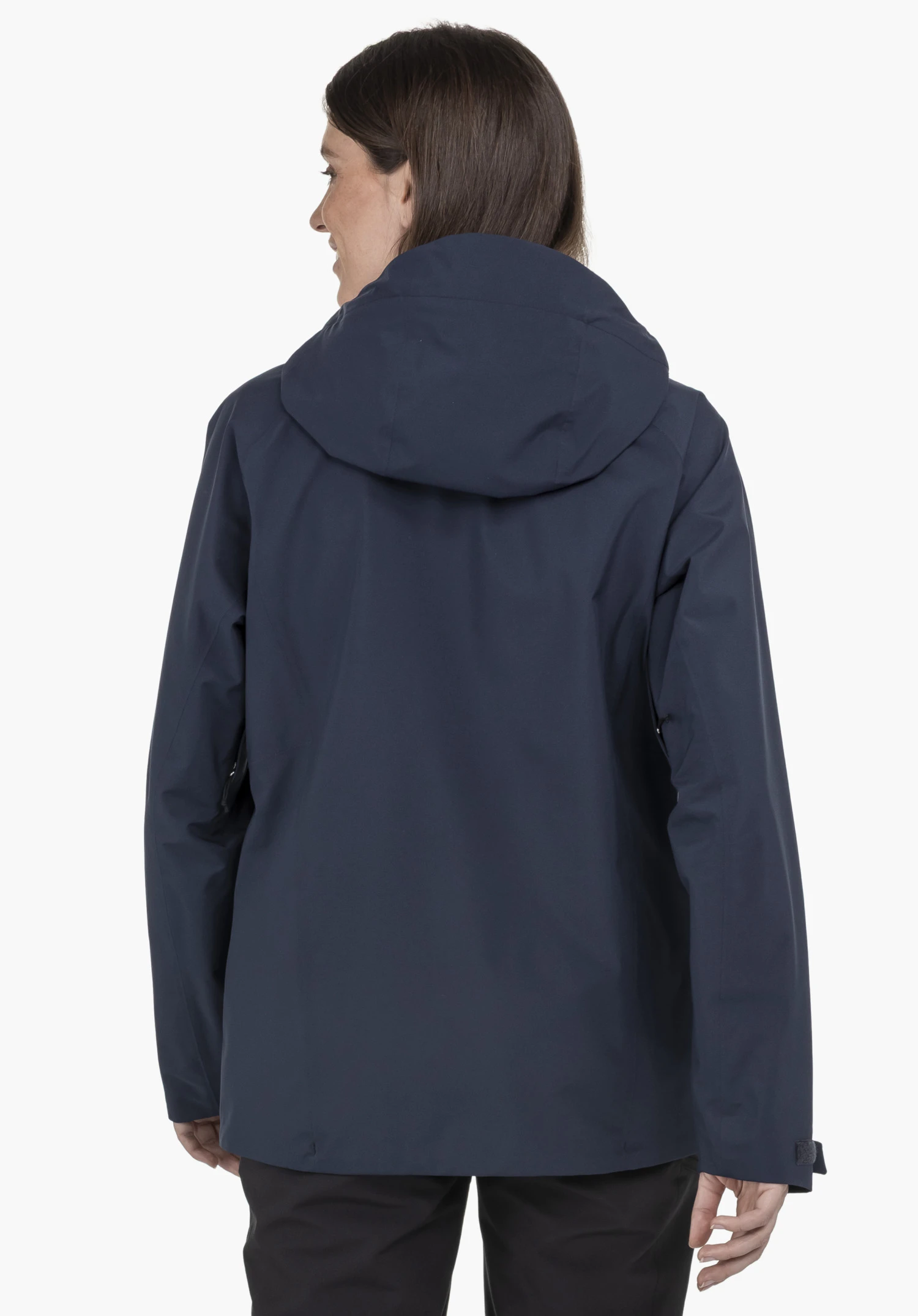 Jacket Style Mauku WMS in a rear view in blue on a model against a neutral background.