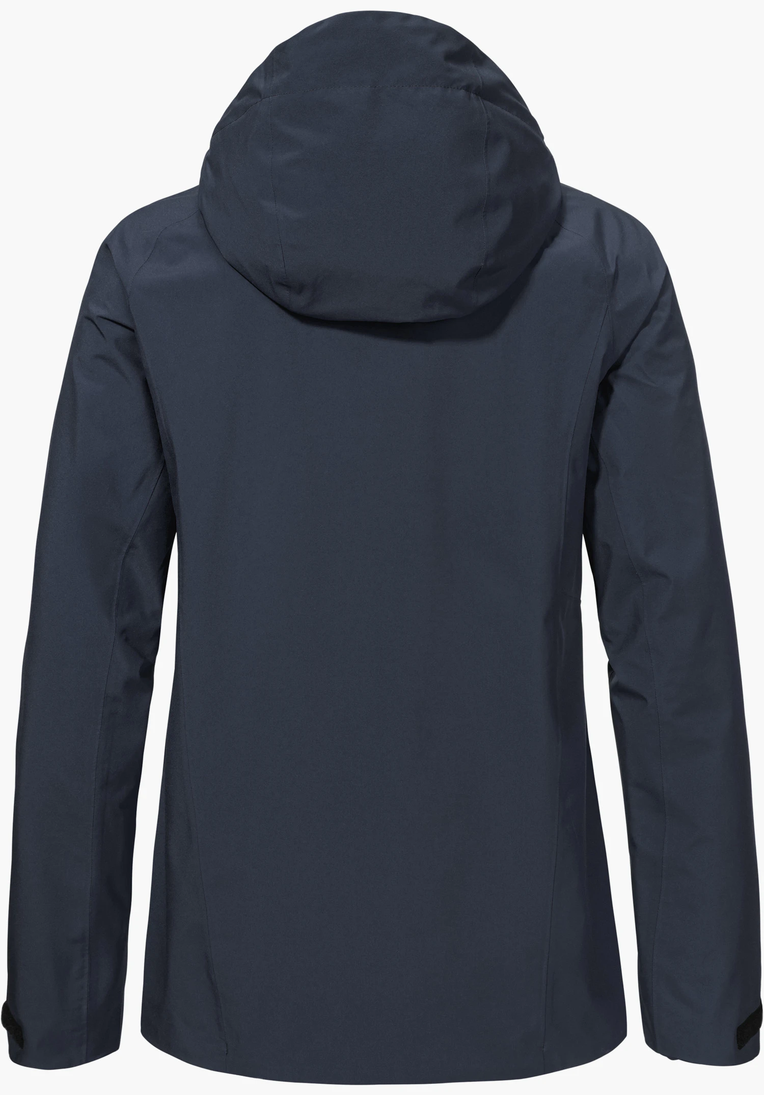 Jacket Style Mauku WMS in blue, shown from the back with a hood, isolated on a white background.