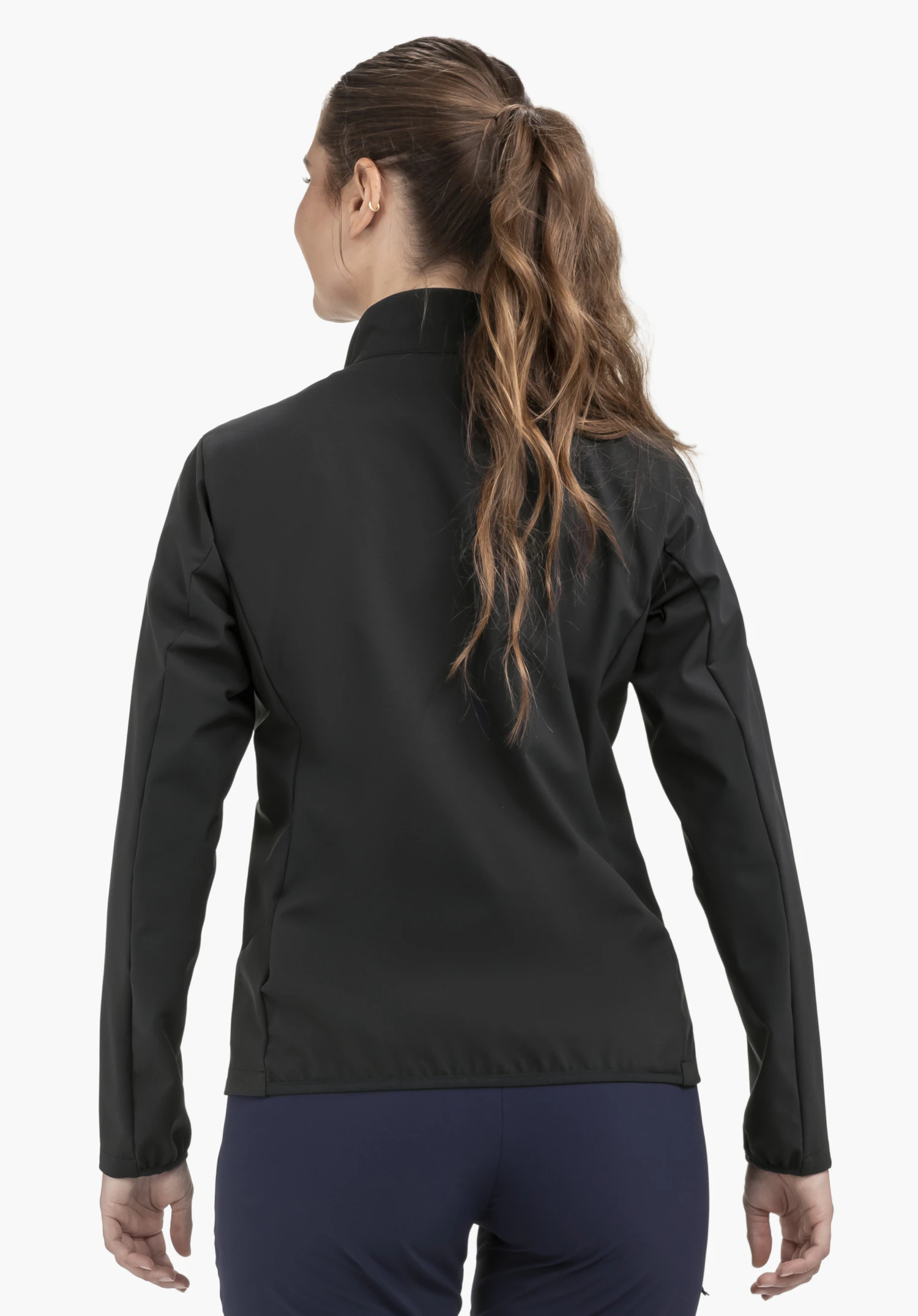 Softshell Jk Style Mirusha WMS in het zwart, getoond in achteraanzicht tegen een neutrale achtergrond.