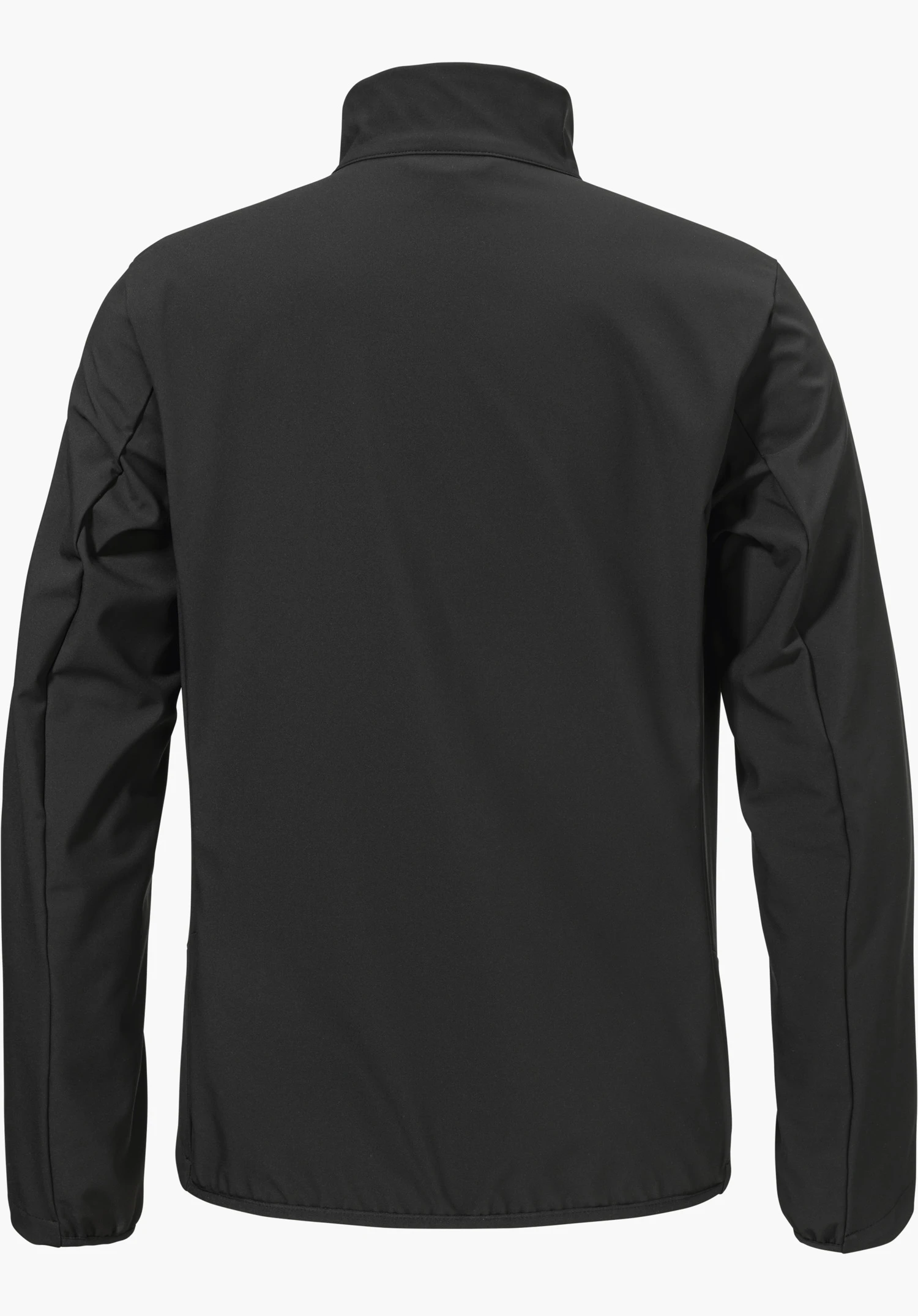 Softshell Jk Style Mirusha WMS in het zwart, achteraanzicht van de jas, vrijstaand tegen een witte achtergrond.