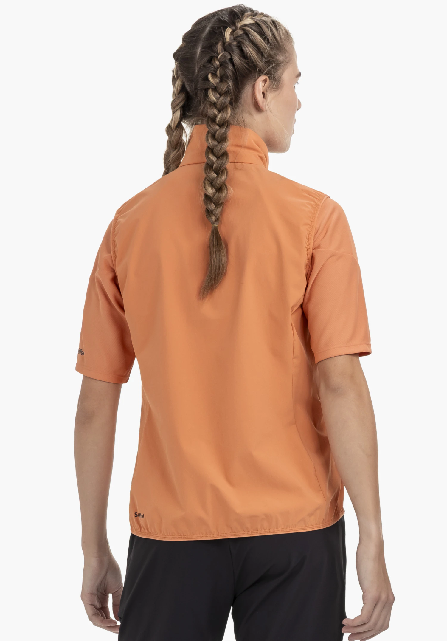 Hybrid Vt Style Blaueis WMS en orange, présenté en vue de dos sur un fond neutre avec le logo Schöffel visible.