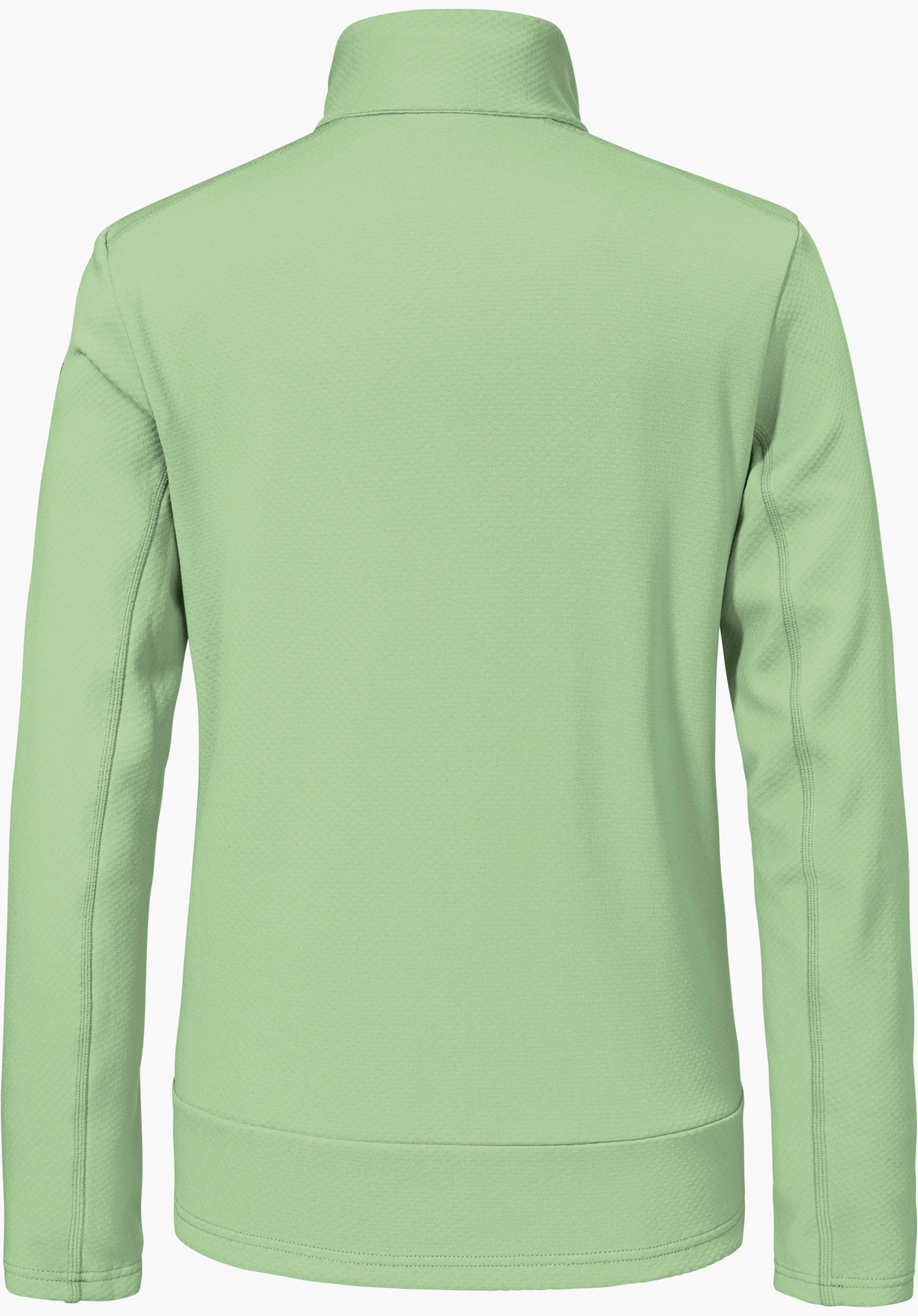 Fleece Jk Style Uriezzo WMS in green, back view with a stand-up collar and visible seams on the sleeves, isolated on a white background.