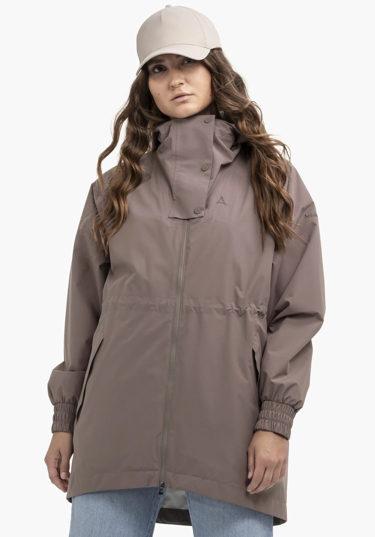 Parka Style Bohorok WMS is shown here in an elegant brown colour against a neutral background. The model is captured from a frontal view, highlighting the subtle Schöffel logo on the chest.