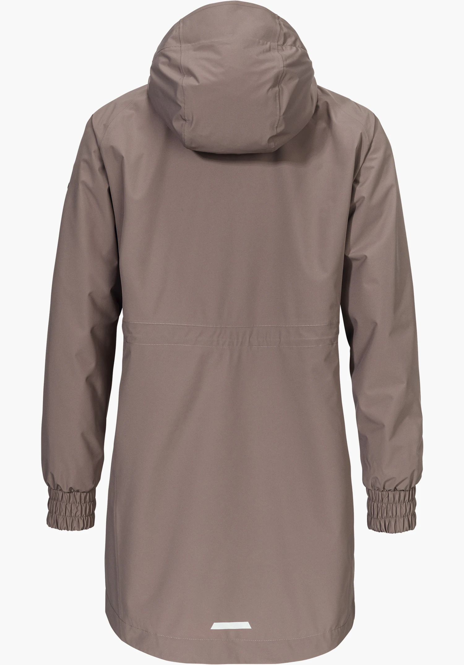 Parka Style Bohorok WMS in brown, shown from the back with a hood and elasticated cuffs, isolated against a white background.