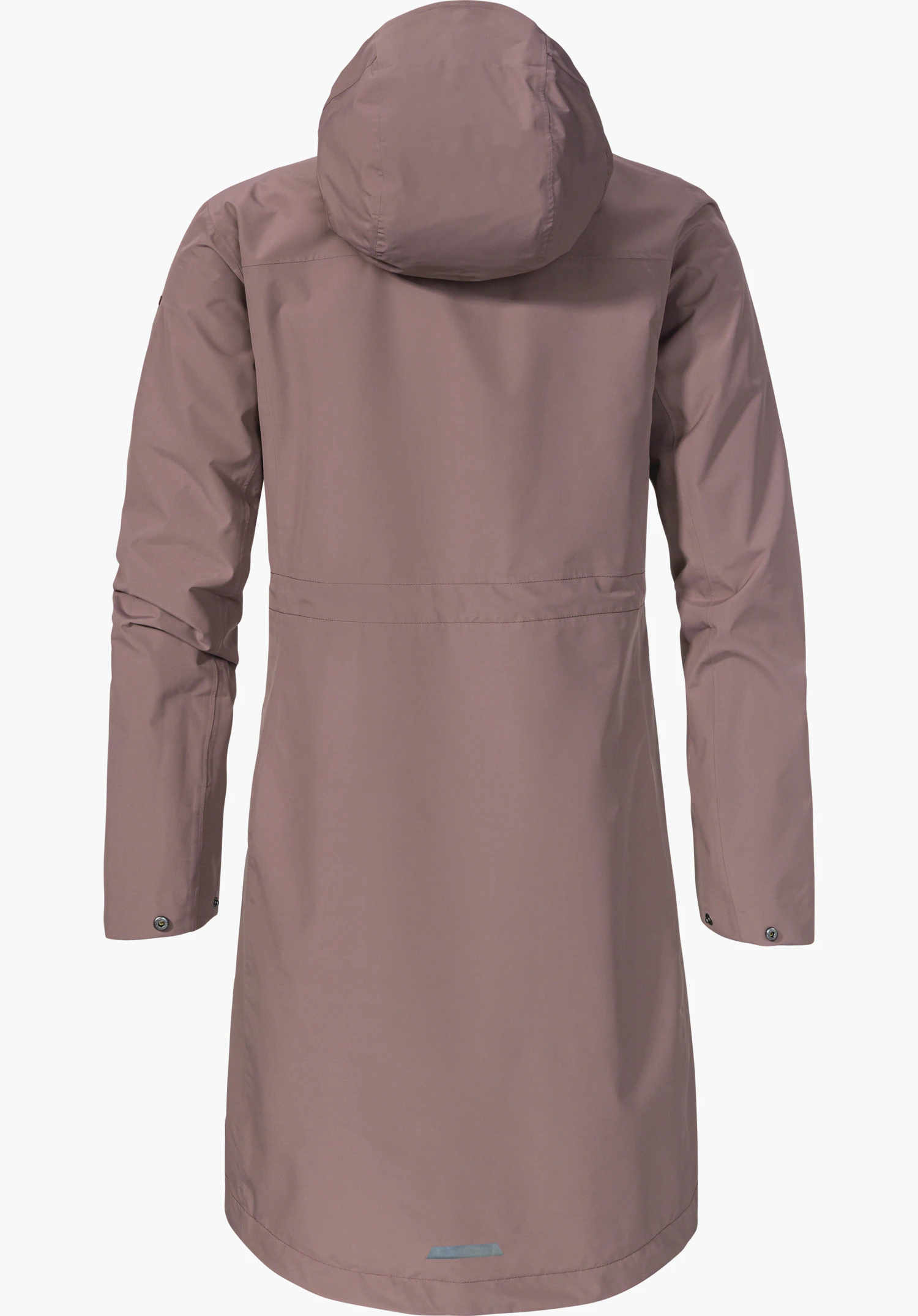 Coat Style Bohorok WMS in brown, shown from the back with a hood and subtle seam details, isolated against a white background.