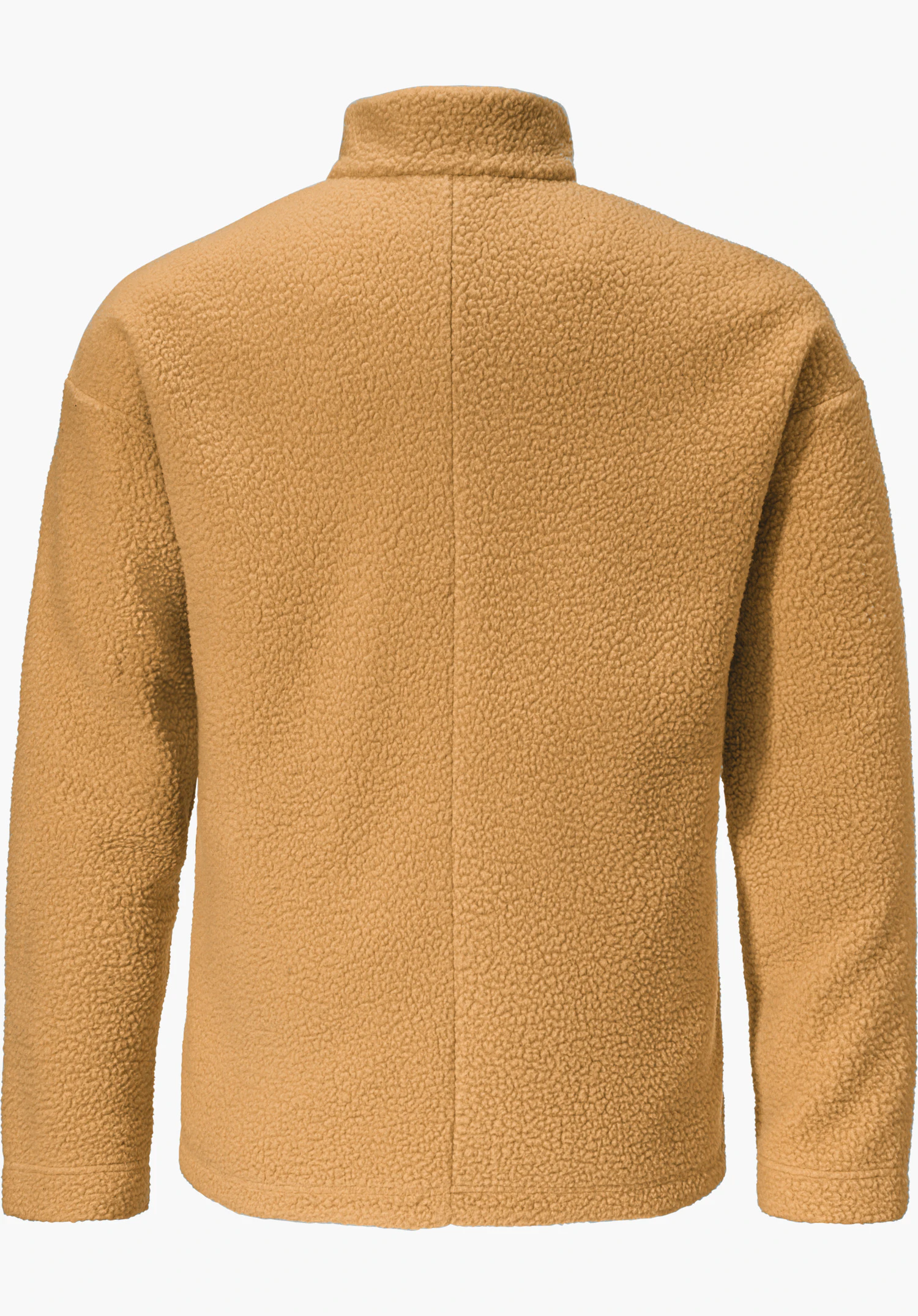 CIRC Fleece Jk Style Purga WMS hellbraune Fleecejacke; Rückseite mit Stehkragen, gerade geschnitten, weiche strukturierte Oberfläche; freistehend vor einfarbigem weißem Hintergrund.