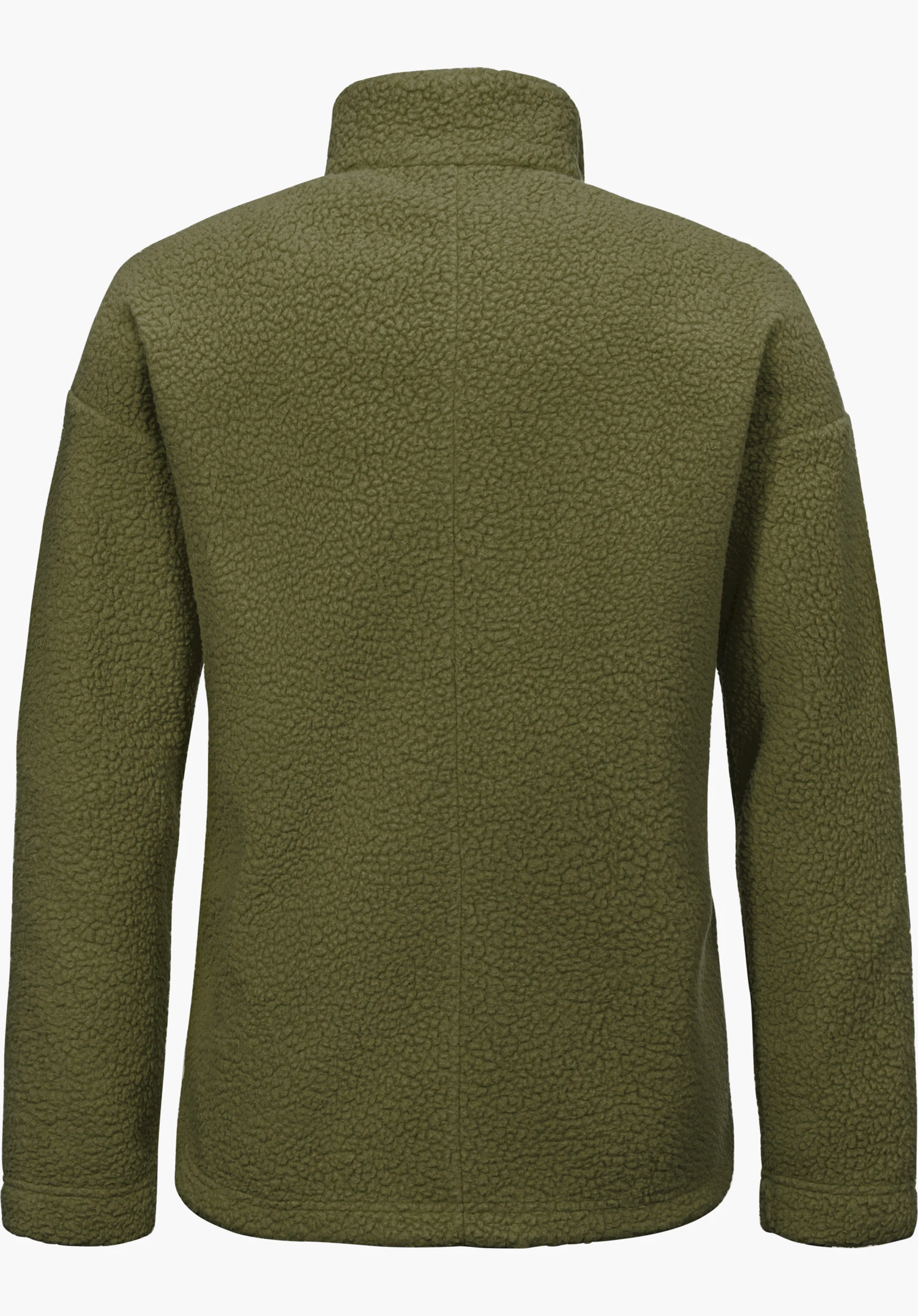 CIRC Fleece Jk Style Purga WMS Sherpa-fleece in groen, achteraanzicht, vrijstaand op een witte achtergrond.
