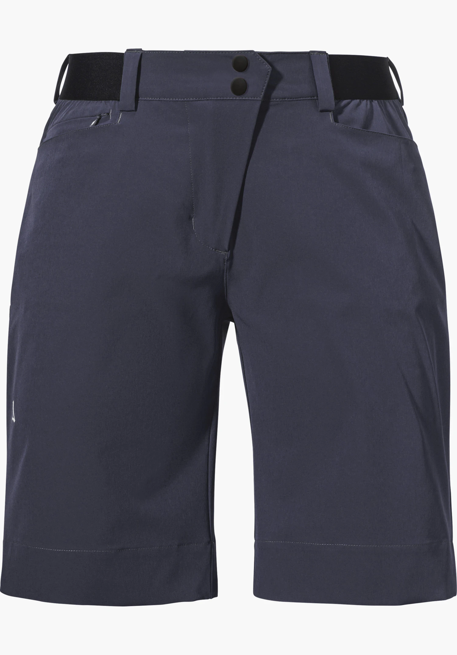 Shorts Style Keitele WMS in blue with a black waistband and Schöffel logo on the leg, isolated against a white background.