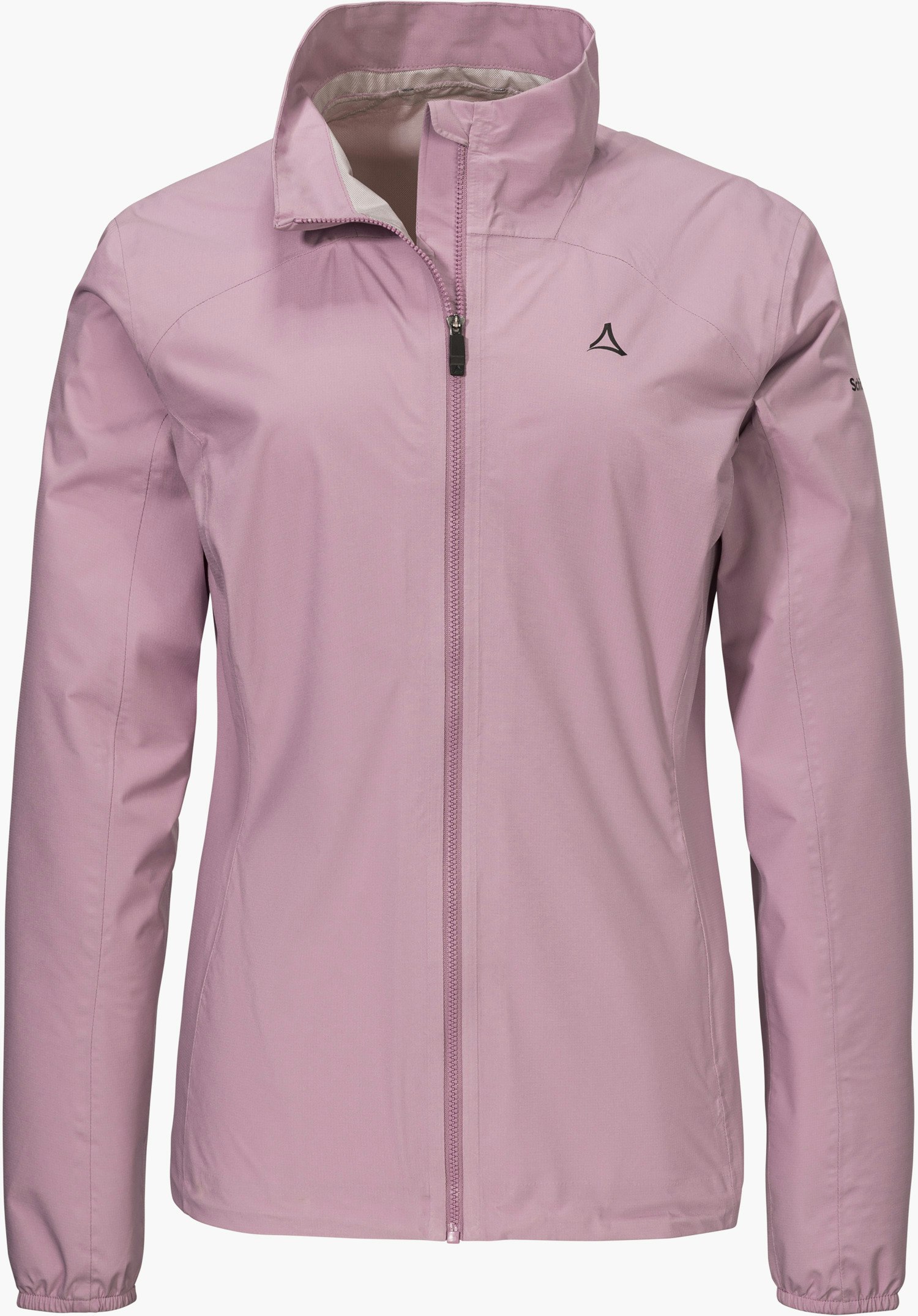 Jacket Style Lurbek WMS en rose avec une fermeture zippée intégrale sur le devant, un col montant et le logo Schöffel sur la poitrine gauche, détourée sur fond blanc.