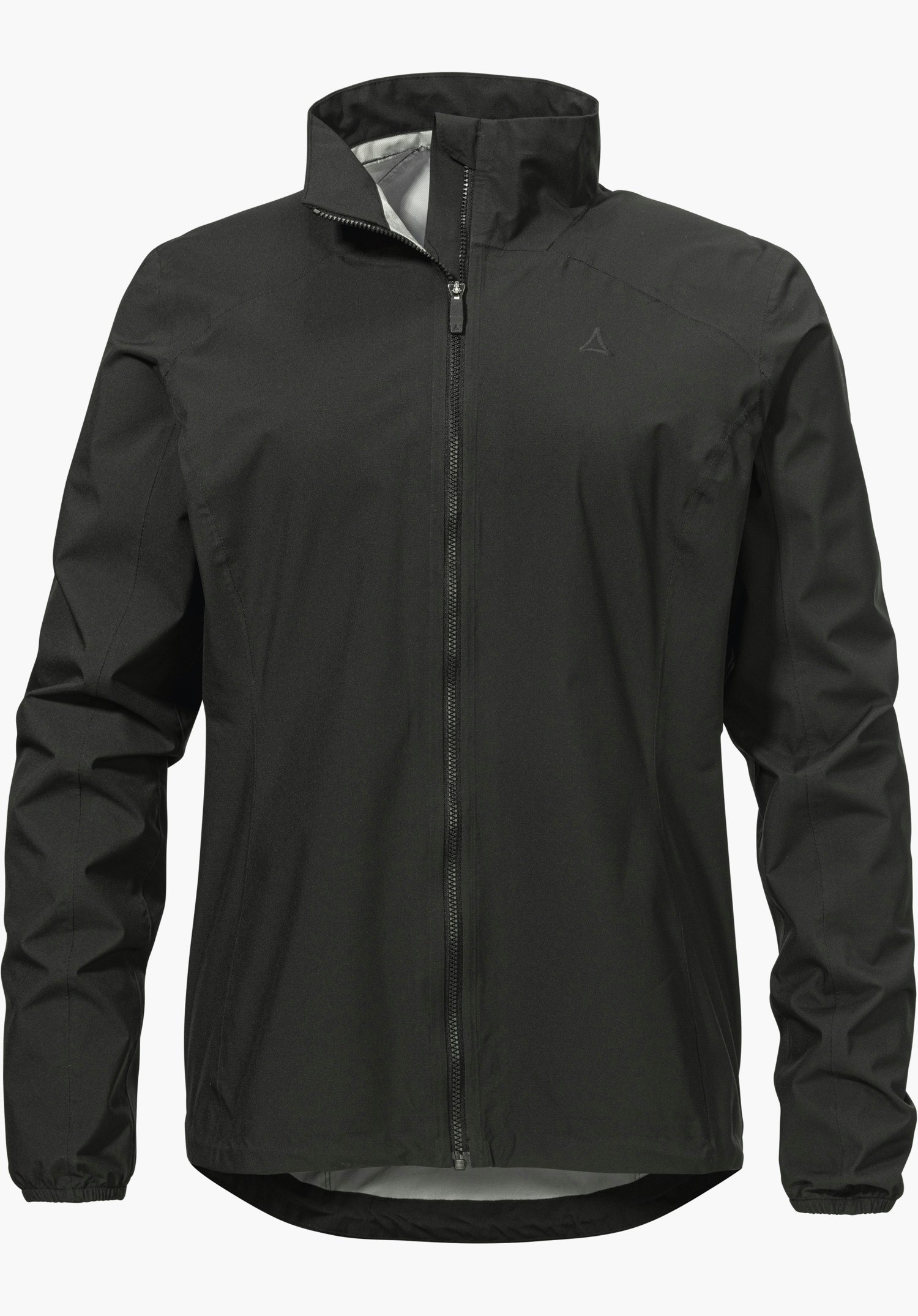 Jacket Style Lurbek WMS in Schwarz mit dezentem Schöffel-Logo auf der linken Brust und Frontreißverschluss, freigestellt vor weißem Hintergrund.
