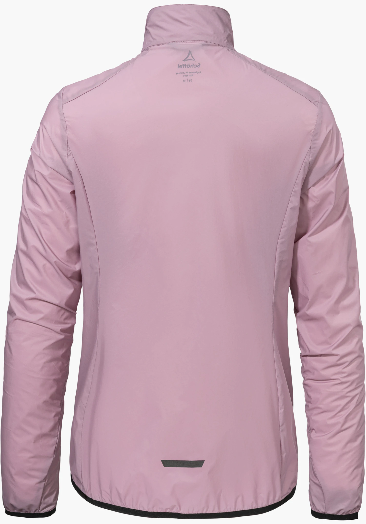 Jacket Style Cannobio WMS in der Farbe Rosa in der Rückansicht mit sichtbarem Schöffel-Logo im Nackenbereich, freigestellt vor weißem Hintergrund.