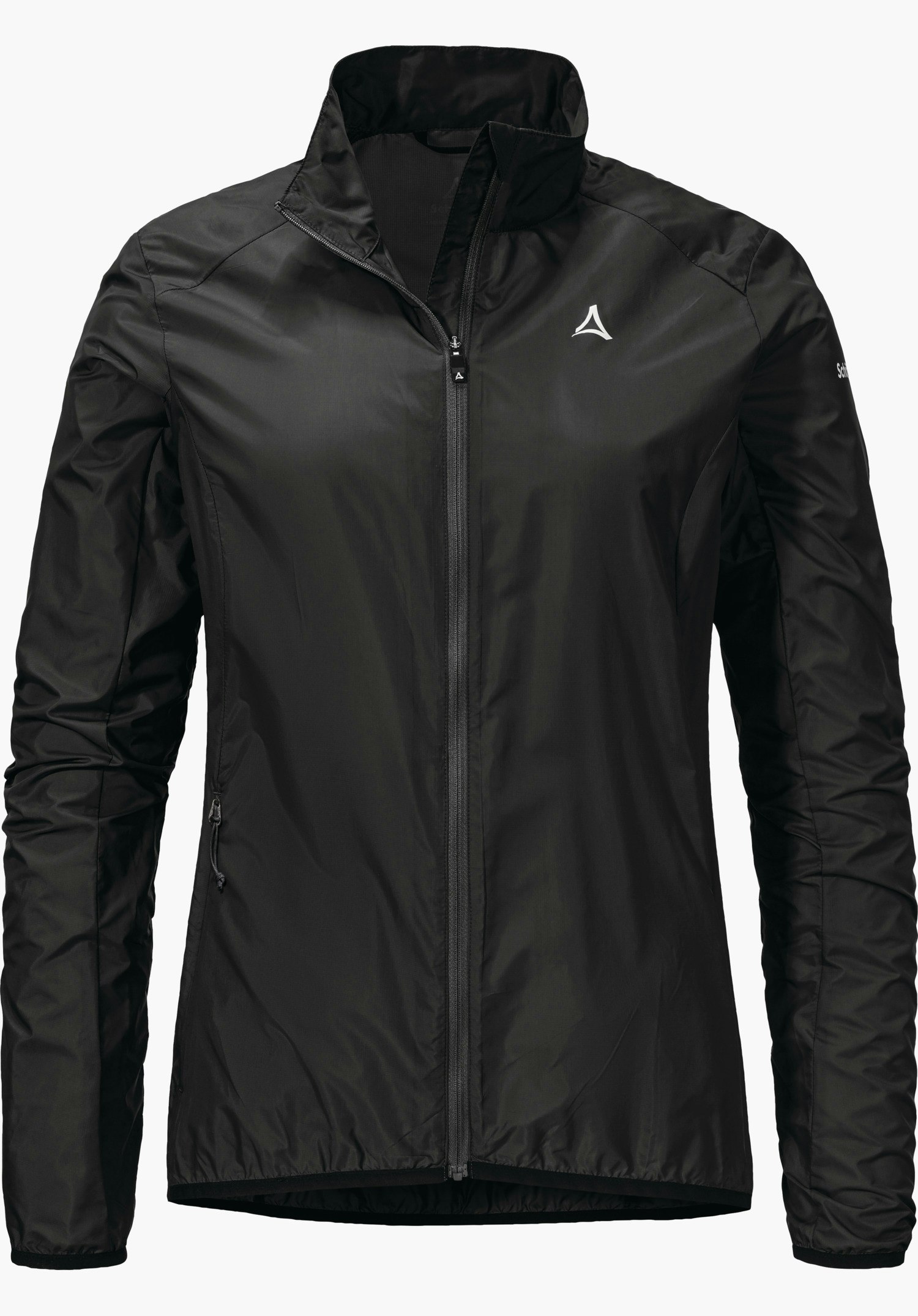 Jacket Style Cannobio WMS en noir avec une fermeture zippée intégrale sur le devant et le logo Schöffel sur la poitrine gauche, détourée sur fond blanc.