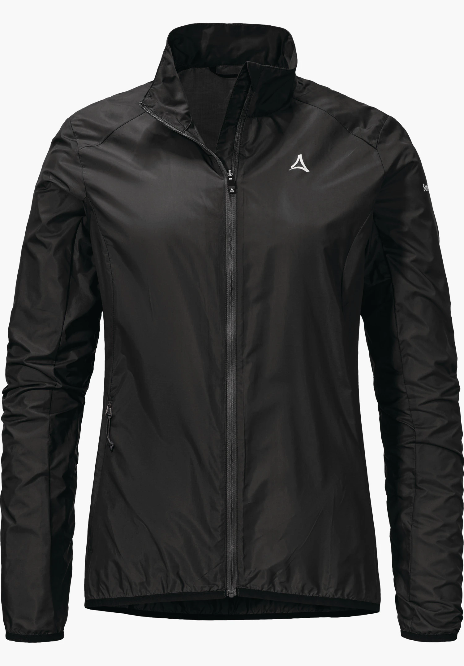Jacket Style Cannobio WMS in black with a full-length front zip and Schöffel logo on the left chest, isolated against a white background.
