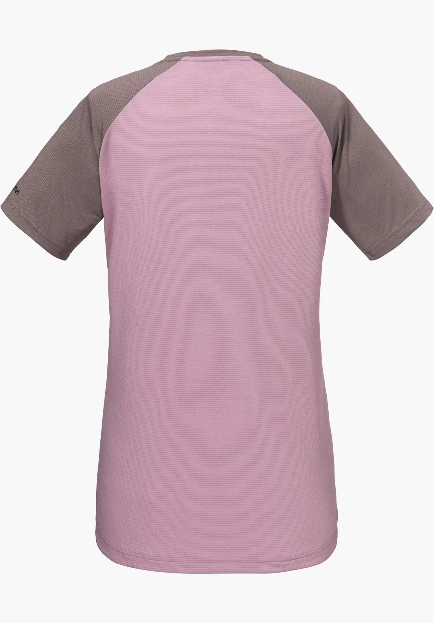 CIRC Shirt Style Wetluga WMS in pink from the back, with brown sleeves and a visible Schöffel logo on the left sleeve, isolated against a white background.