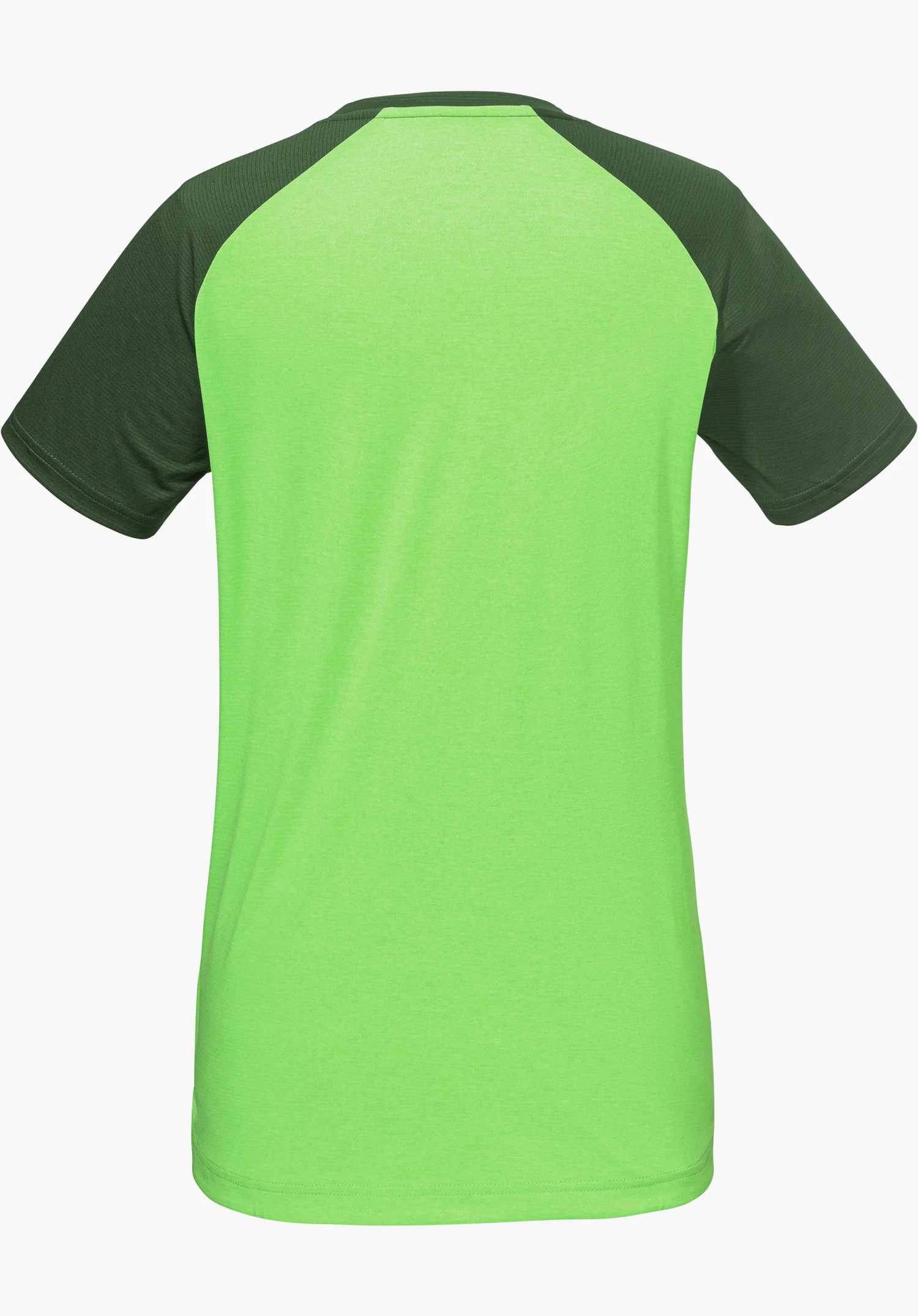 CIRC Shirt Style Wetluga WMS zeigt die Rückseite in Grün mit dunkelgrünen Ärmeln, freigestellt vor weißem Hintergrund.