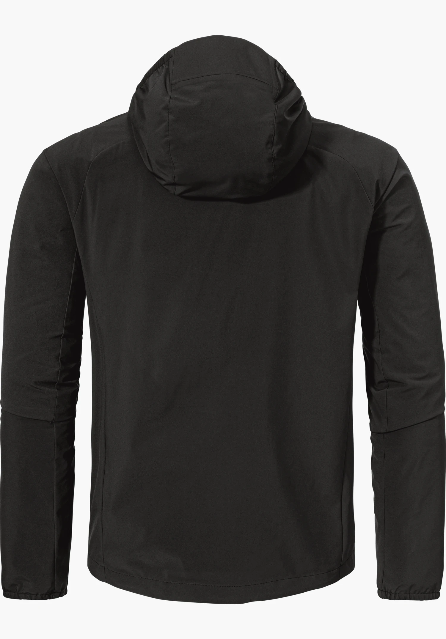 Hybrid Jk Style Mamry MNS in black from the back with a hood, isolated against a white background.