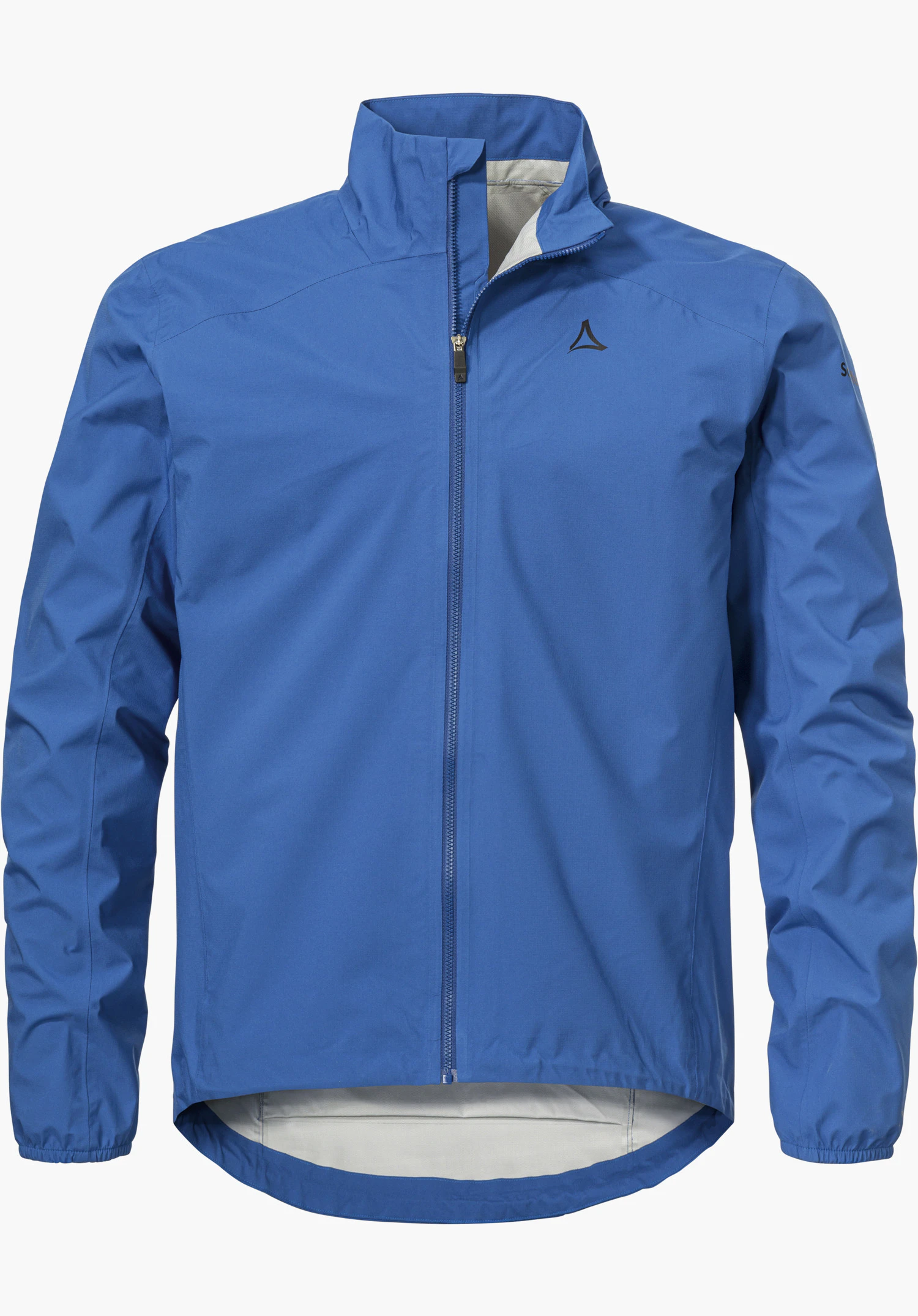 Jacket Style Lurbek MNS in Blau mit durchgehendem Frontreißverschluss und Schöffel-Logo auf der linken Brust, freigestellt vor weißem Hintergrund.