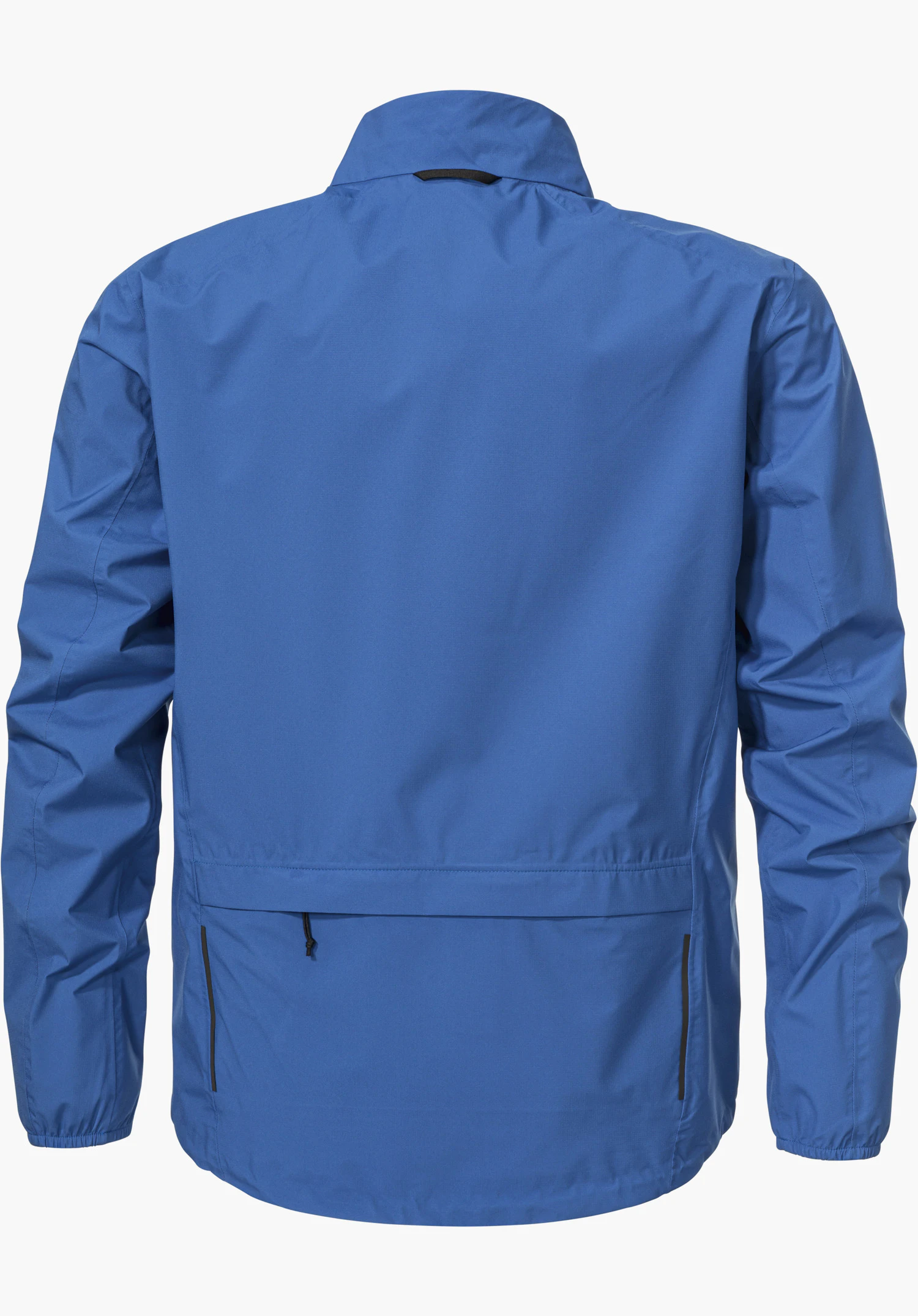Jacket Style Lurbek MNS in Blau, Ansicht der Rückseite mit hohem Kragen und funktionalen Details, freigestellt vor weißem Hintergrund.