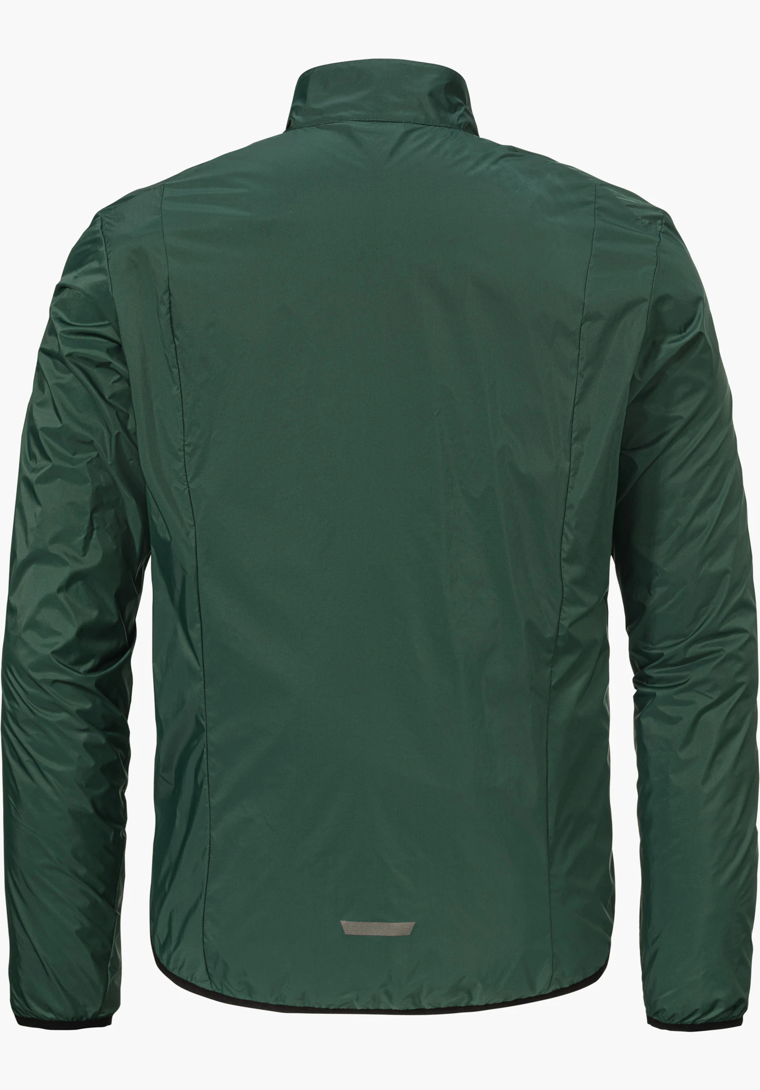 Jacket Style Cannobio MNS in green, shown here from the back with a narrow reflective detail at the lower hem, isolated on a white background.