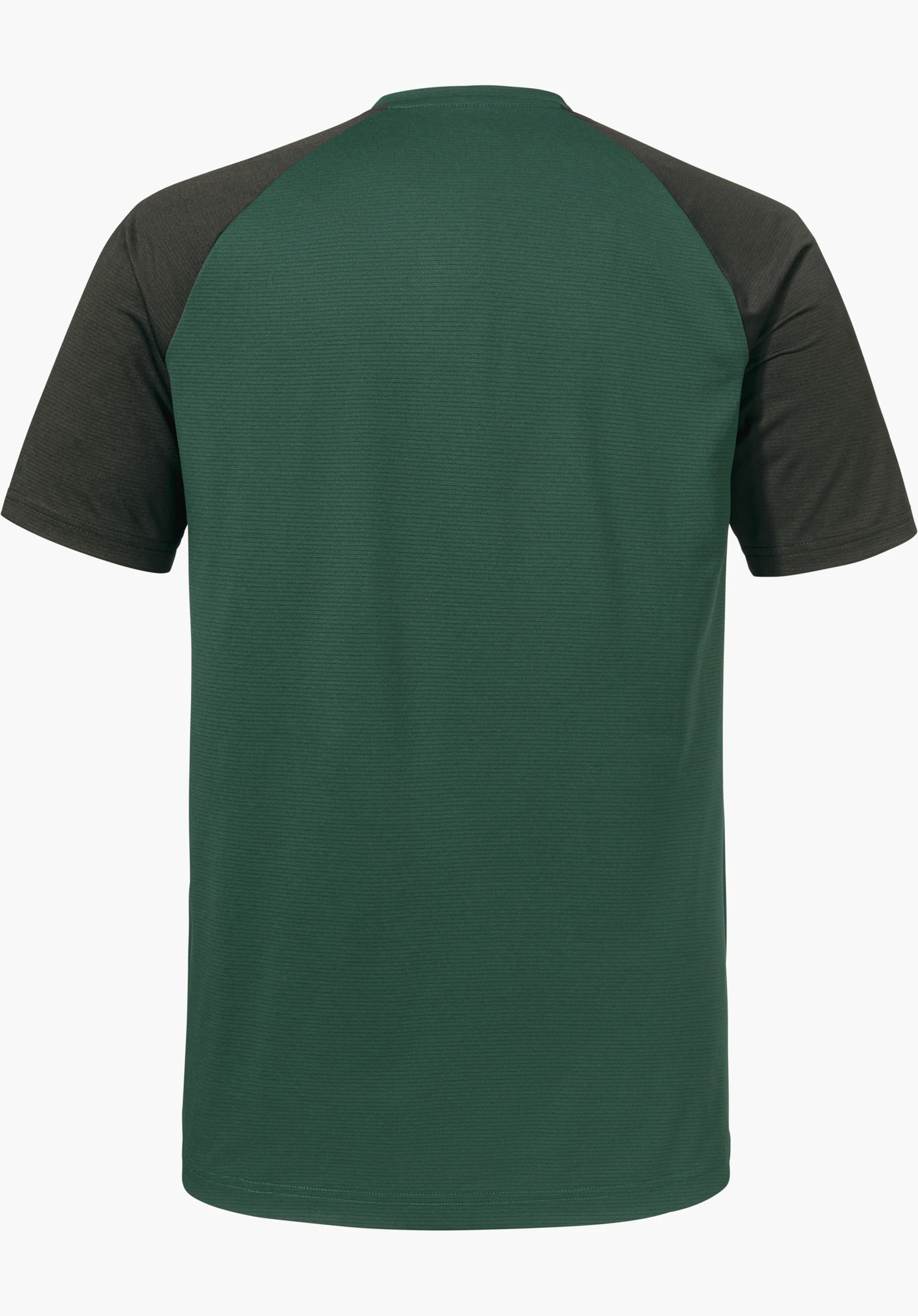 CIRC Shirt Style Wetluga MNS en vue de dos, un t-shirt en vert avec des manches gris foncé, détouré sur fond blanc.