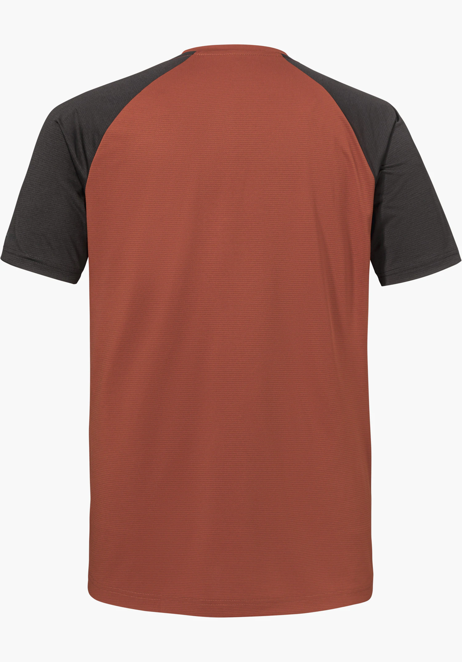 CIRC Shirt Style Wetluga MNS zeigt die Rückseite in Rot mit dunklen Raglanärmeln, freigestellt vor weißem Hintergrund.