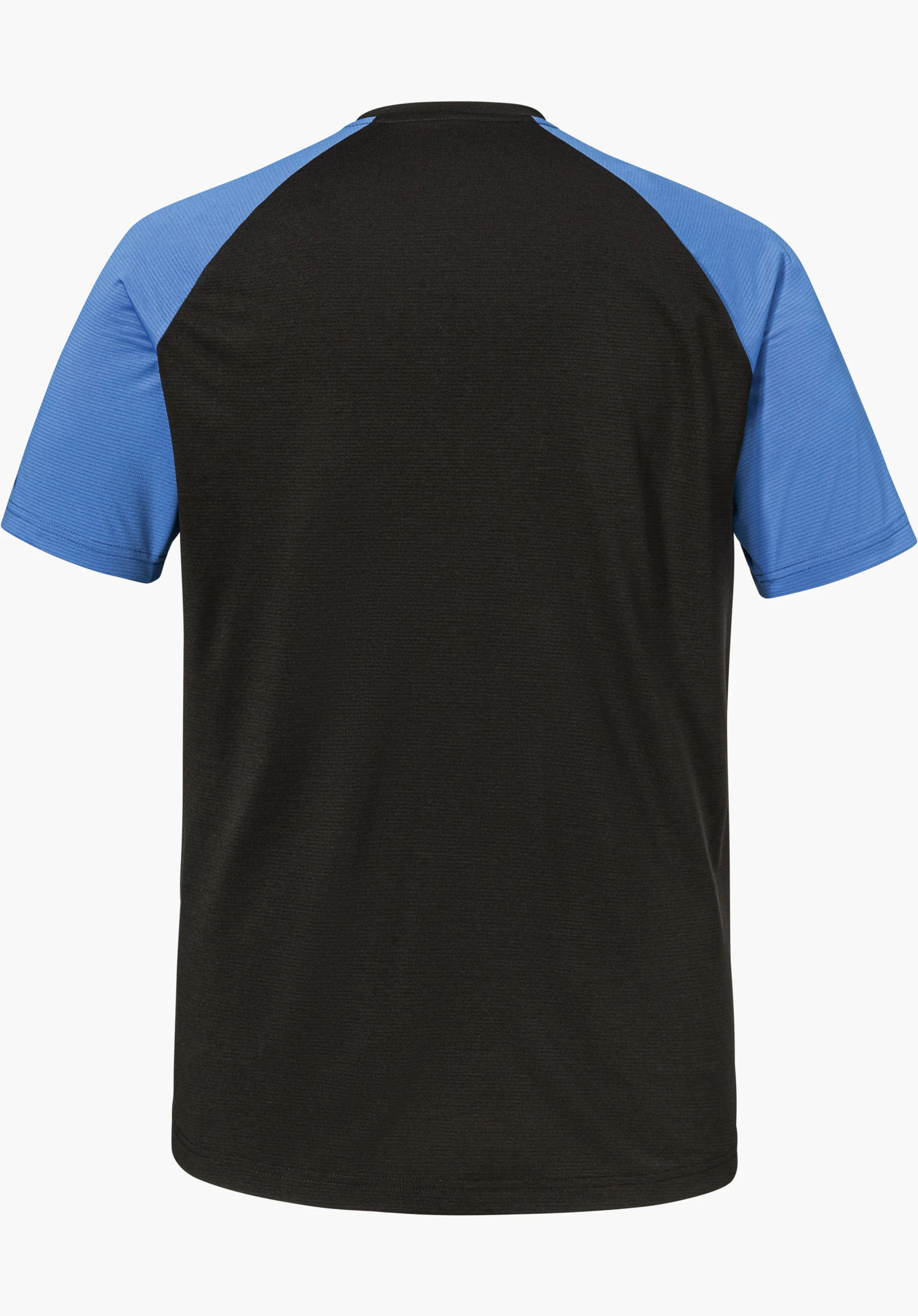 CIRC Shirt Style Wetluga MNS in black with blue sleeves in back view, isolated against a white background.