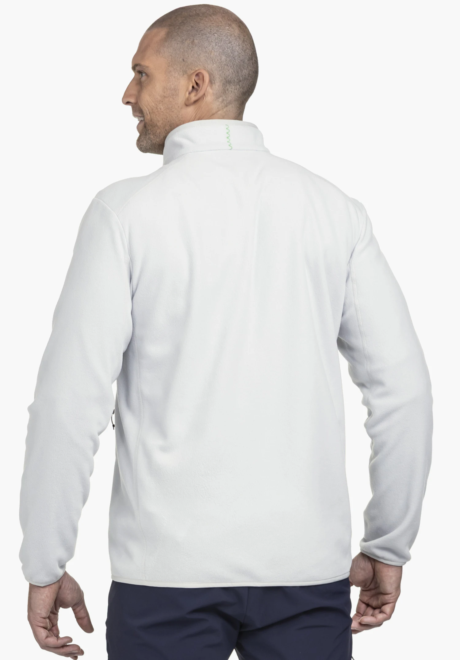 Fleece Jk Style Ash MNS in grey in a back view against a neutral background.
