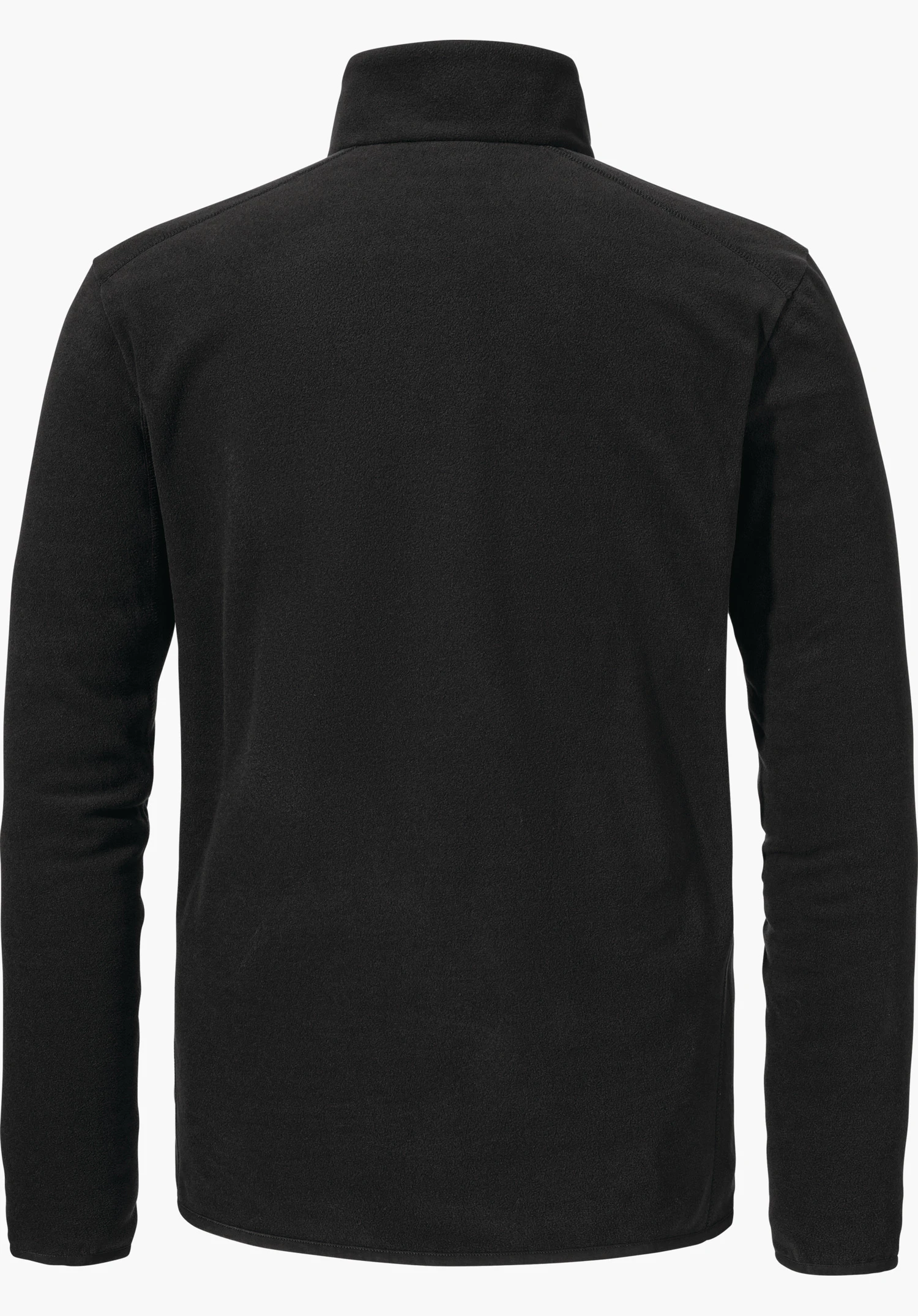 Fleece Jk Style Ash MNS black fleece jacket, showing rear view with high collar and long sleeves, against a solid white background.