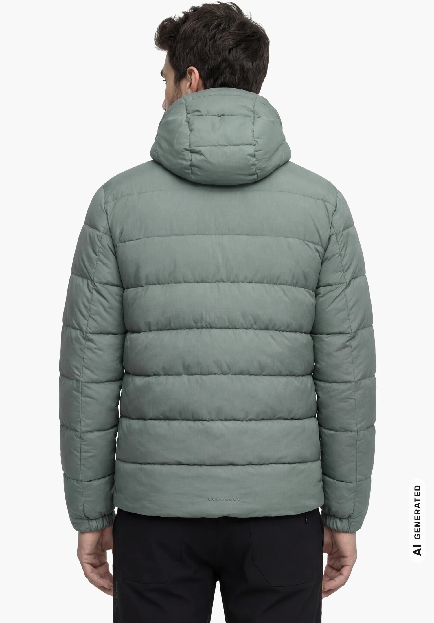 Ins Jacket Style Boslix MNS in grey with Schöffel lettering, worn by a male model standing upright and shown from the back with relaxed arms against a white background. (AI-generated)