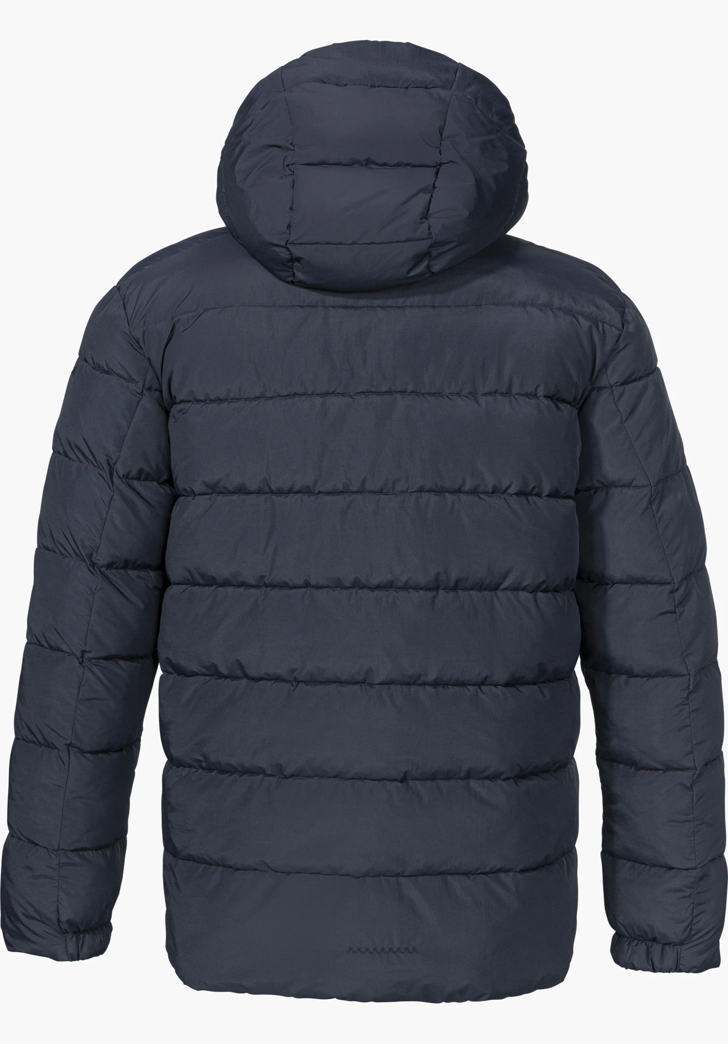 Ins Jacket Style Boslix MNS insulated jacket in blue, shown from the back with a hood and isolated on a white background.