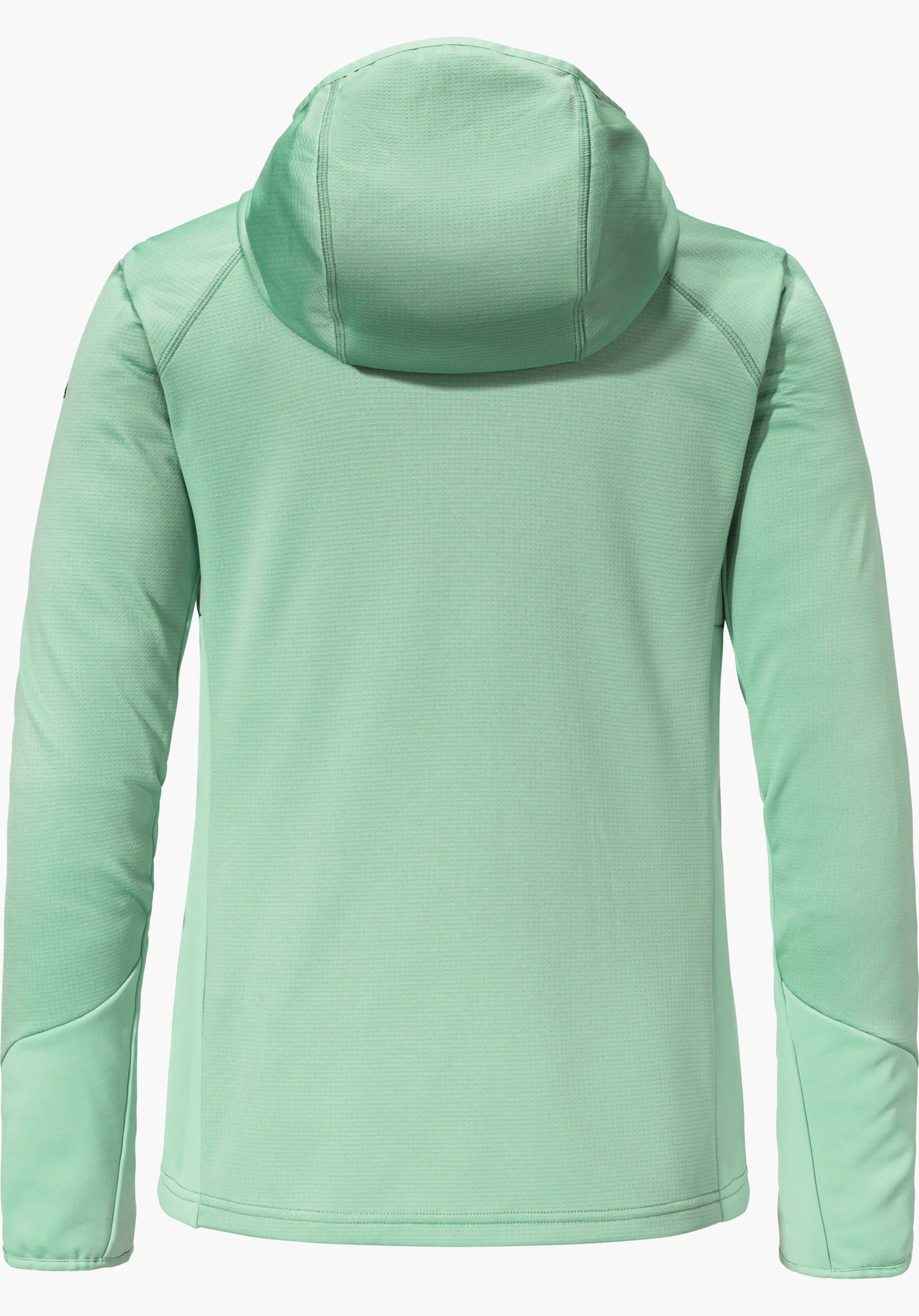 Fleece Hoody Style Milagle WMS Veste polaire à capuche vert clair, vue de dos; manches tombantes, fond blanc.