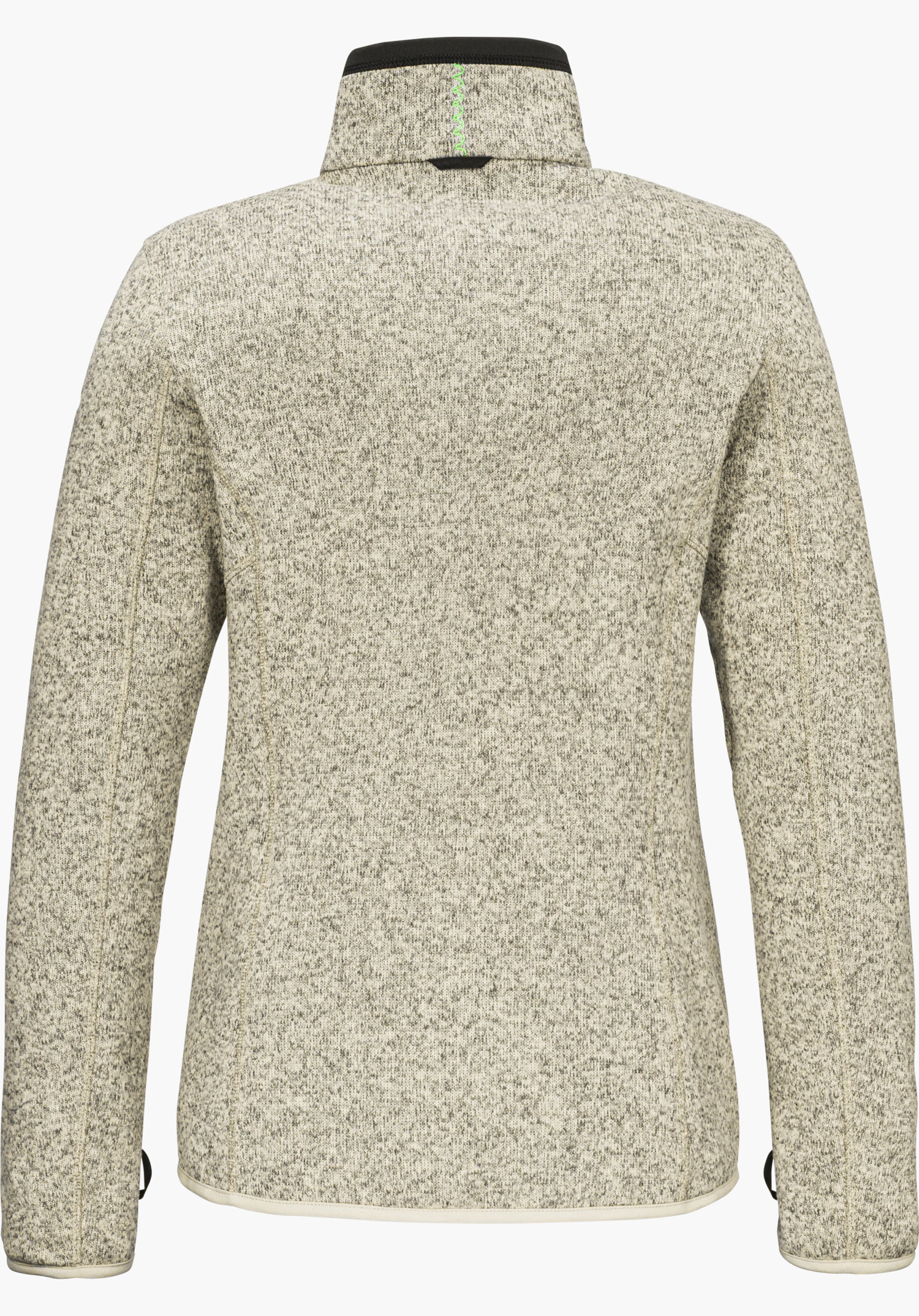 CIRC Fleece Jk Style Yew WMS fleece jacket in yellow, shown from the back with a high black inner collar and decorative stitching on the back, isolated on a white background.