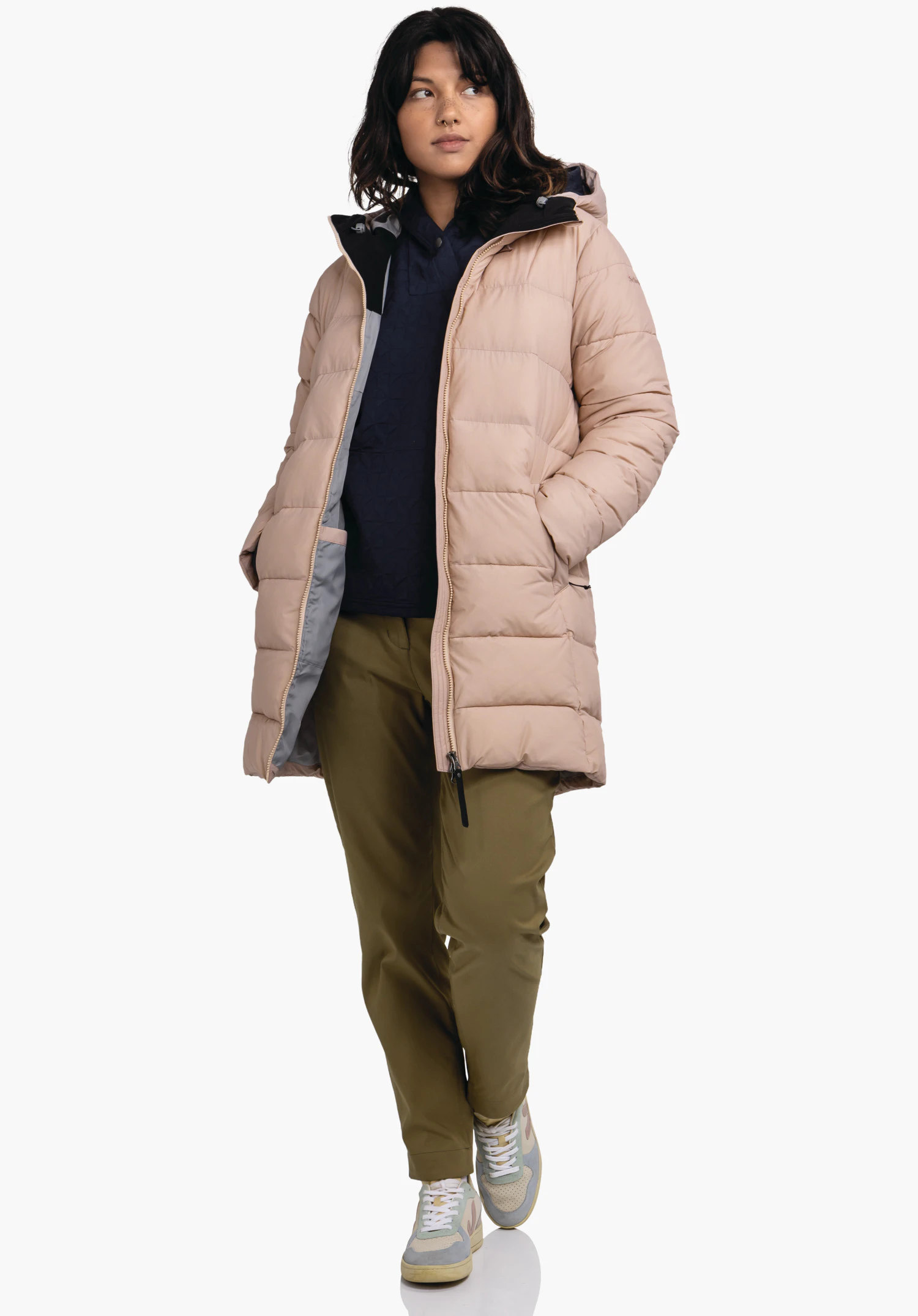 Ins Parka Style Boslix WMS shows the fine structure of the pink material and the robust zip in a close-up against a white/neutral background.