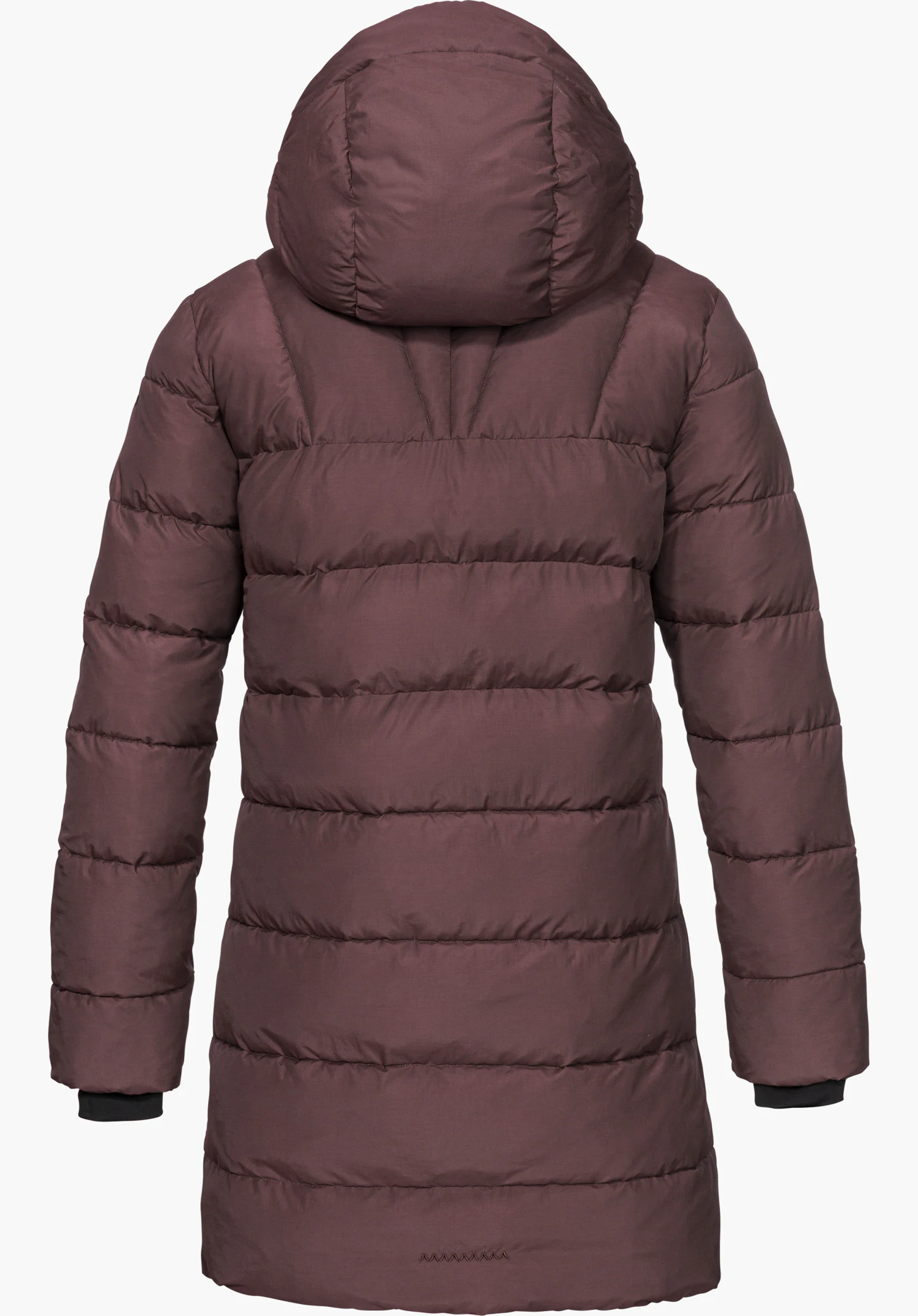 Ins Parka Style Boslix WMS in paars, achteraanzicht met capuchon en gewatteerd ontwerp, vrijstaand op een witte achtergrond.
