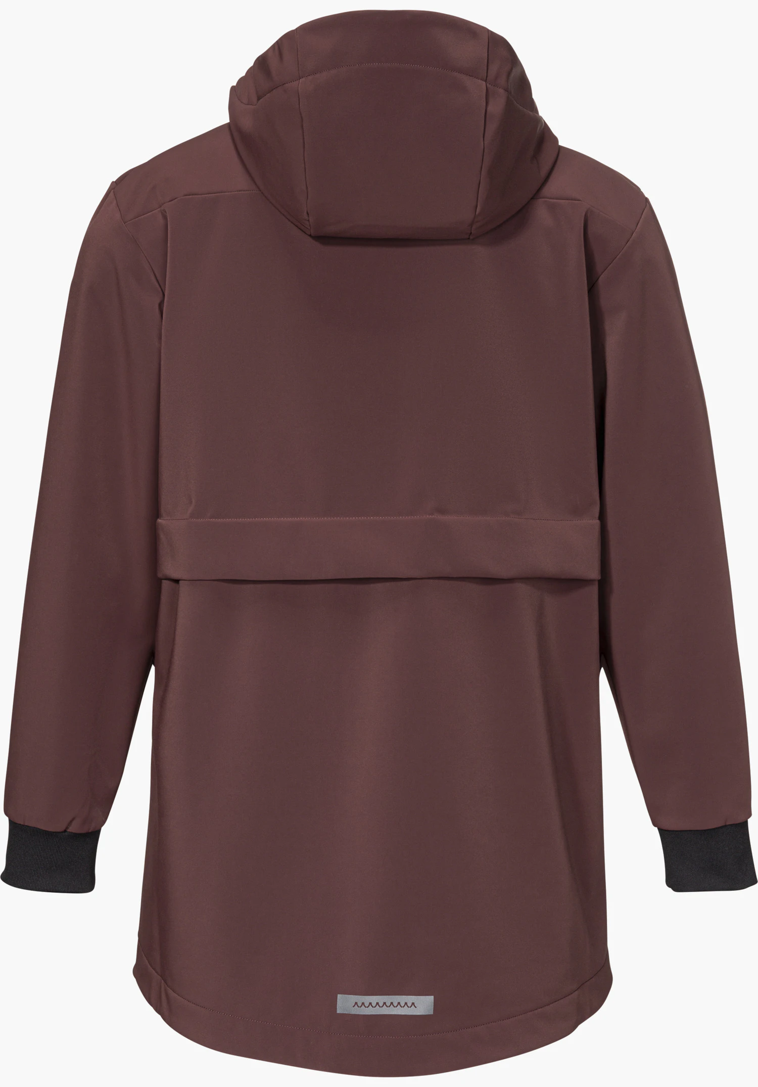 Softshell Jk Style Suavio WMS softshelljas in paars met capuchon, achteraanzicht, vrijstaand op een witte achtergrond.