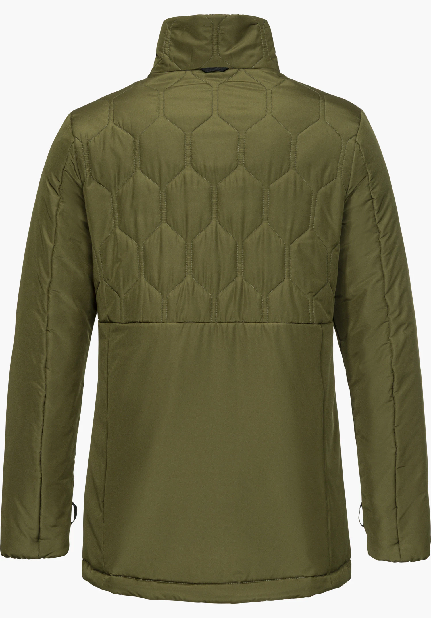 3in1 Parka Style Borkol WMS in Grün von hinten mit Stehkragen und gestepptem Muster im oberen Rückenbereich freigestellt vor weißem Hintergrund.