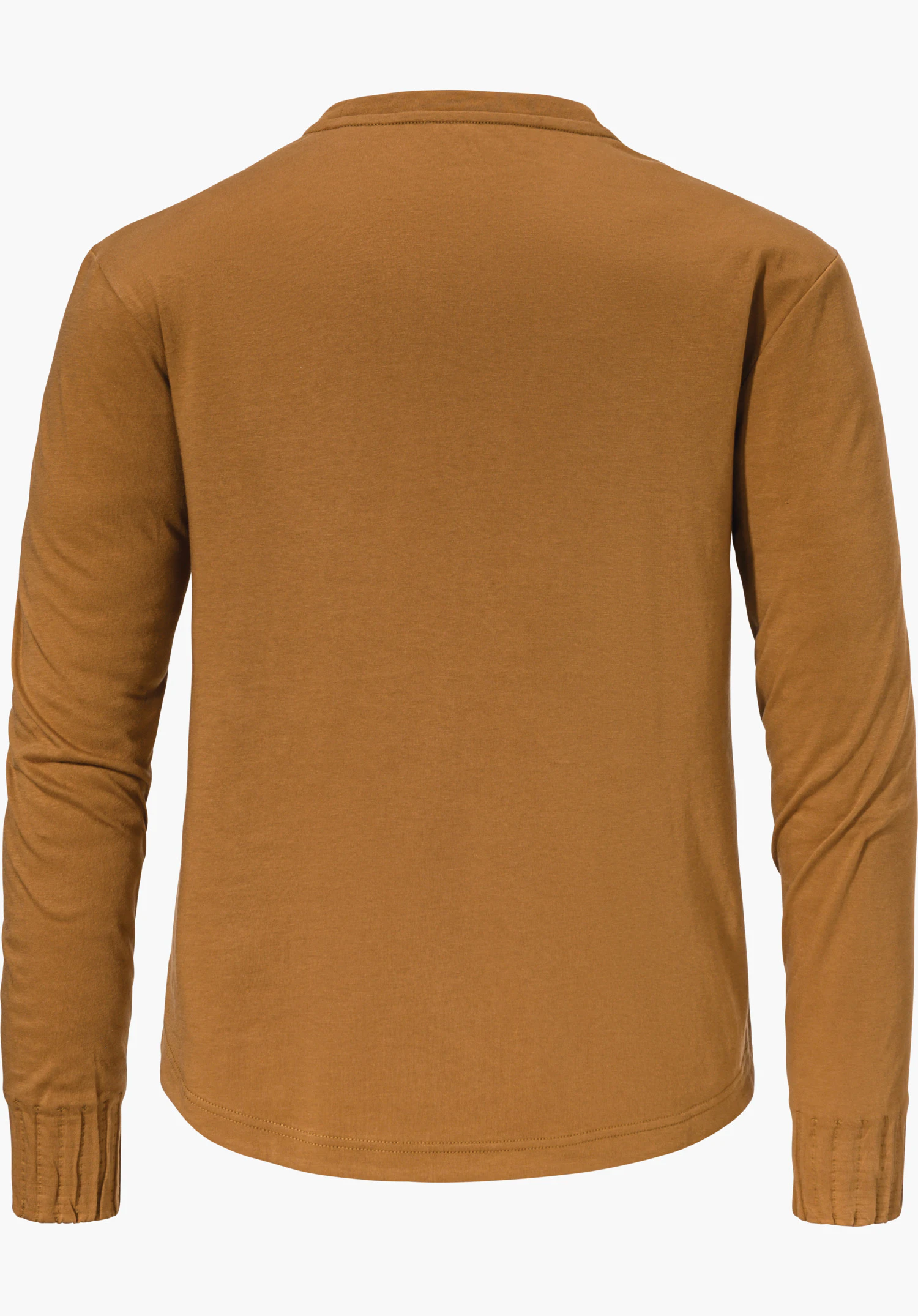 Longsleeve Style Collada WMS T-shirt manches longues marron clair, vue de dos; à plat, coton lisse, manches longues avec bords-côtes, fond blanc neutre.