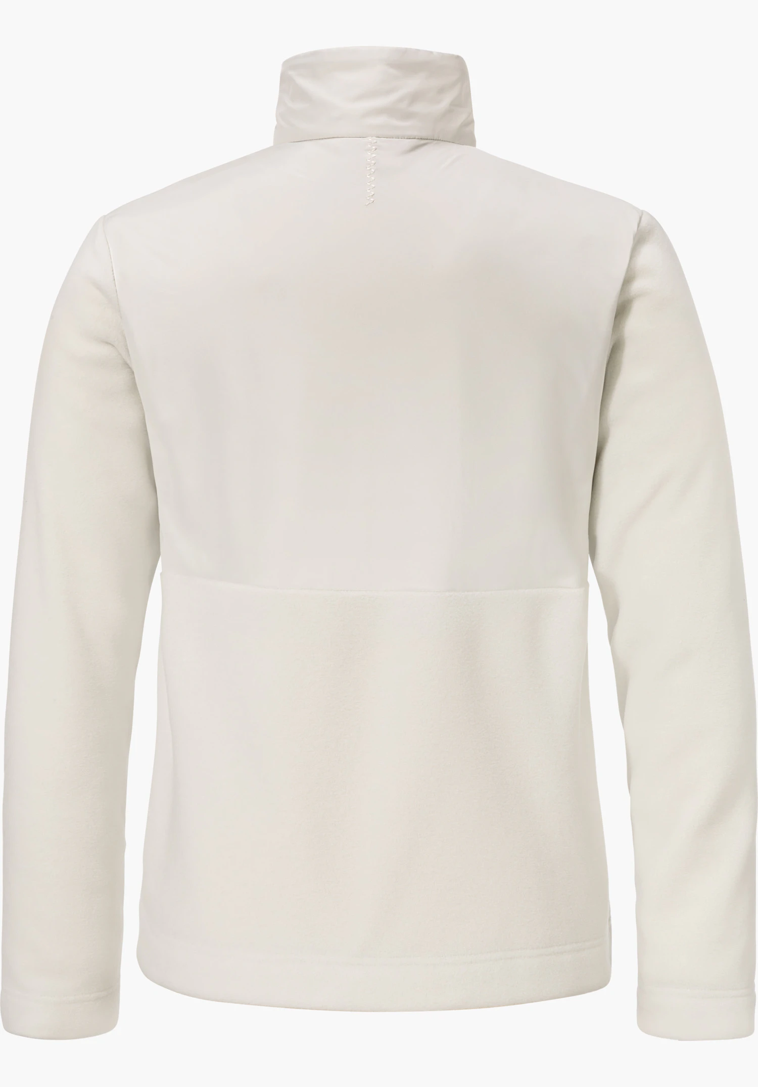 Fleece Jk Style Gregale WMS Witte fleecejas, achteraanzicht; mouwen hangen los, hoge kraag; gladde bovenrug met gestructureerd onderdeel; neutrale witte achtergrond.