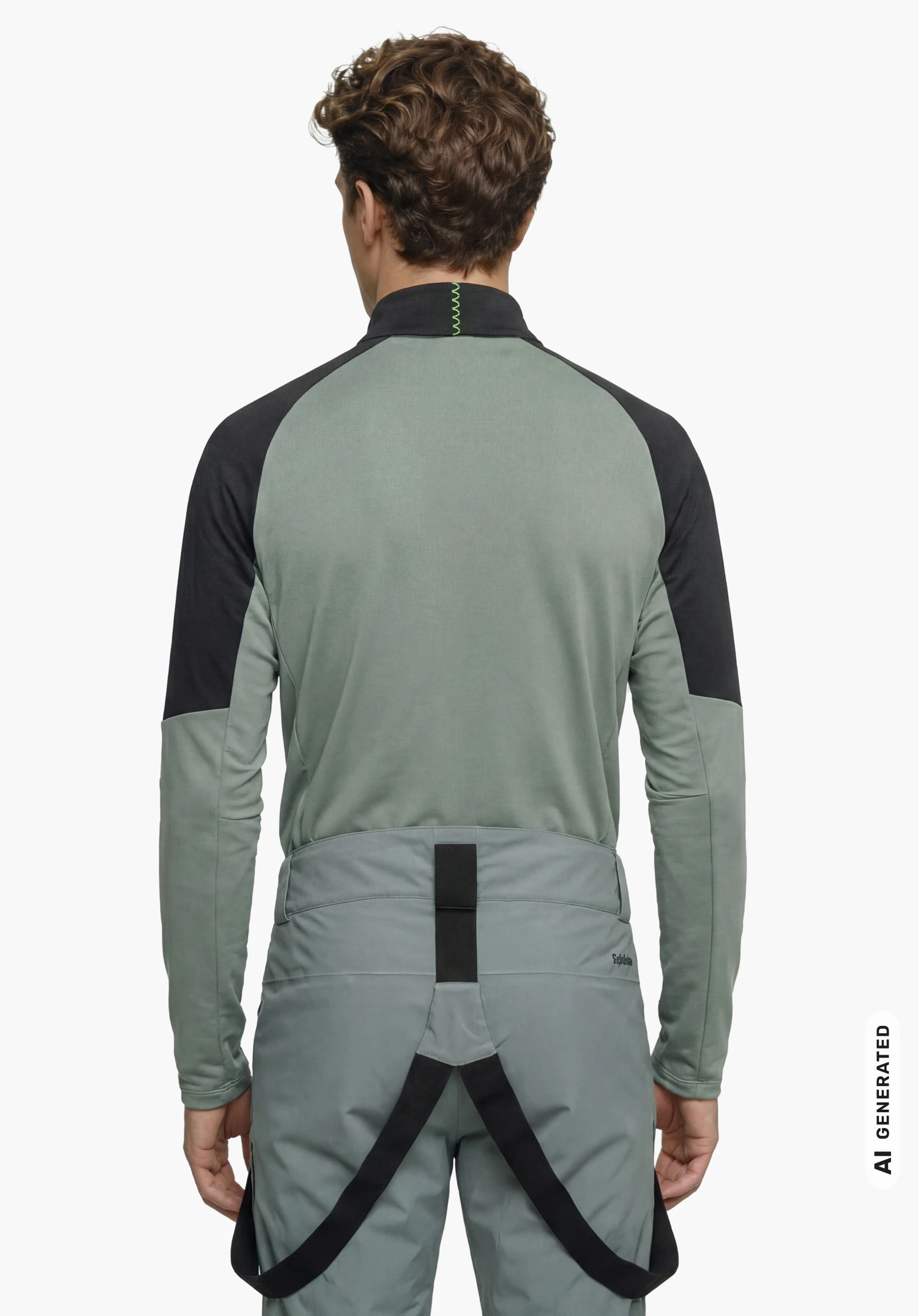 Longsleeve Style Safoon MNS in grey, worn by a male model standing upright and shown from the back with arms hanging down against a white background. (AI-generated)