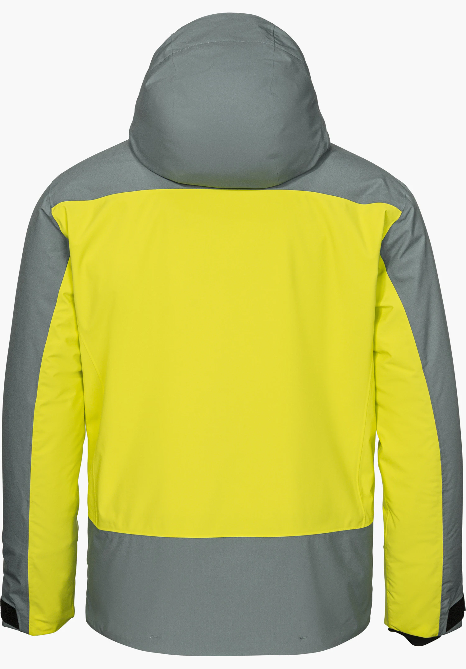 Jacket Style Zandwel MNS ski jacket in yellow, shown from the back and isolated on a white background.