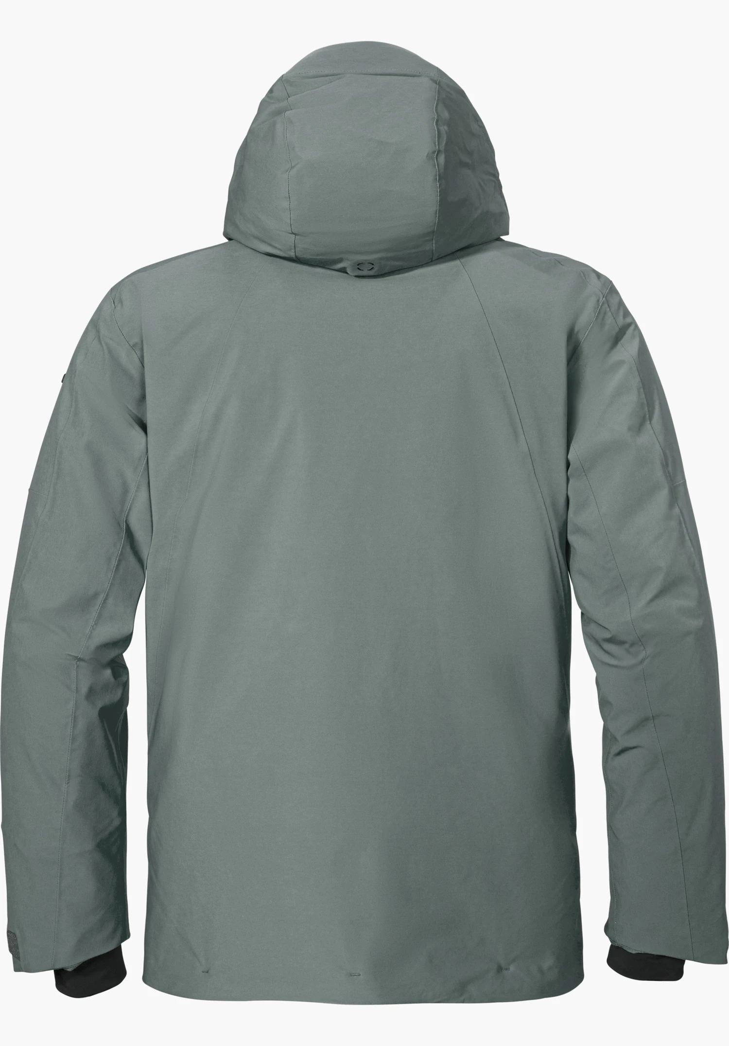 Jacket Style Skuta MNS ski jacket in grey, shown from the back with a hood and isolated on a white background.