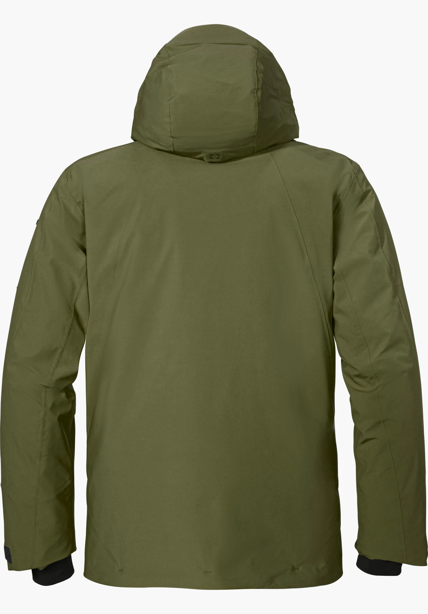 Jacket Style Skuta MNS ski jacket in green, shown from the back and isolated on a white background.