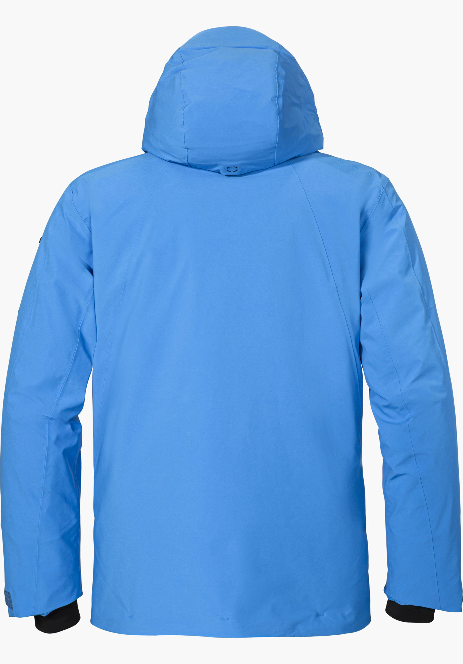 Jacket Style Skuta MNS ski jacket in blue, shown from the back with a hood and isolated on a white background.