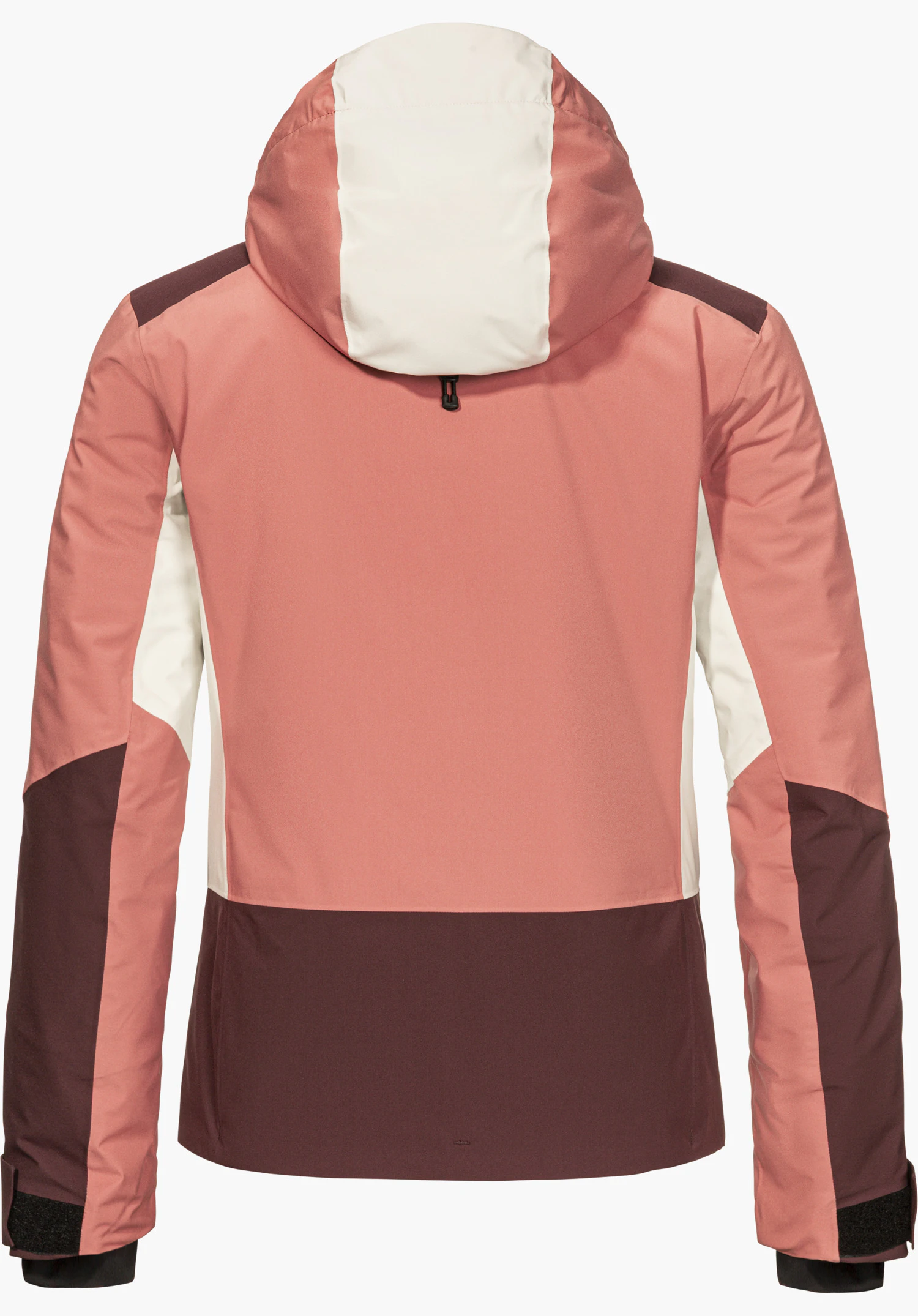 Jacket Style Zandwel WMS, veste de ski rose, vue de dos avec capuche, détourée sur fond blanc.